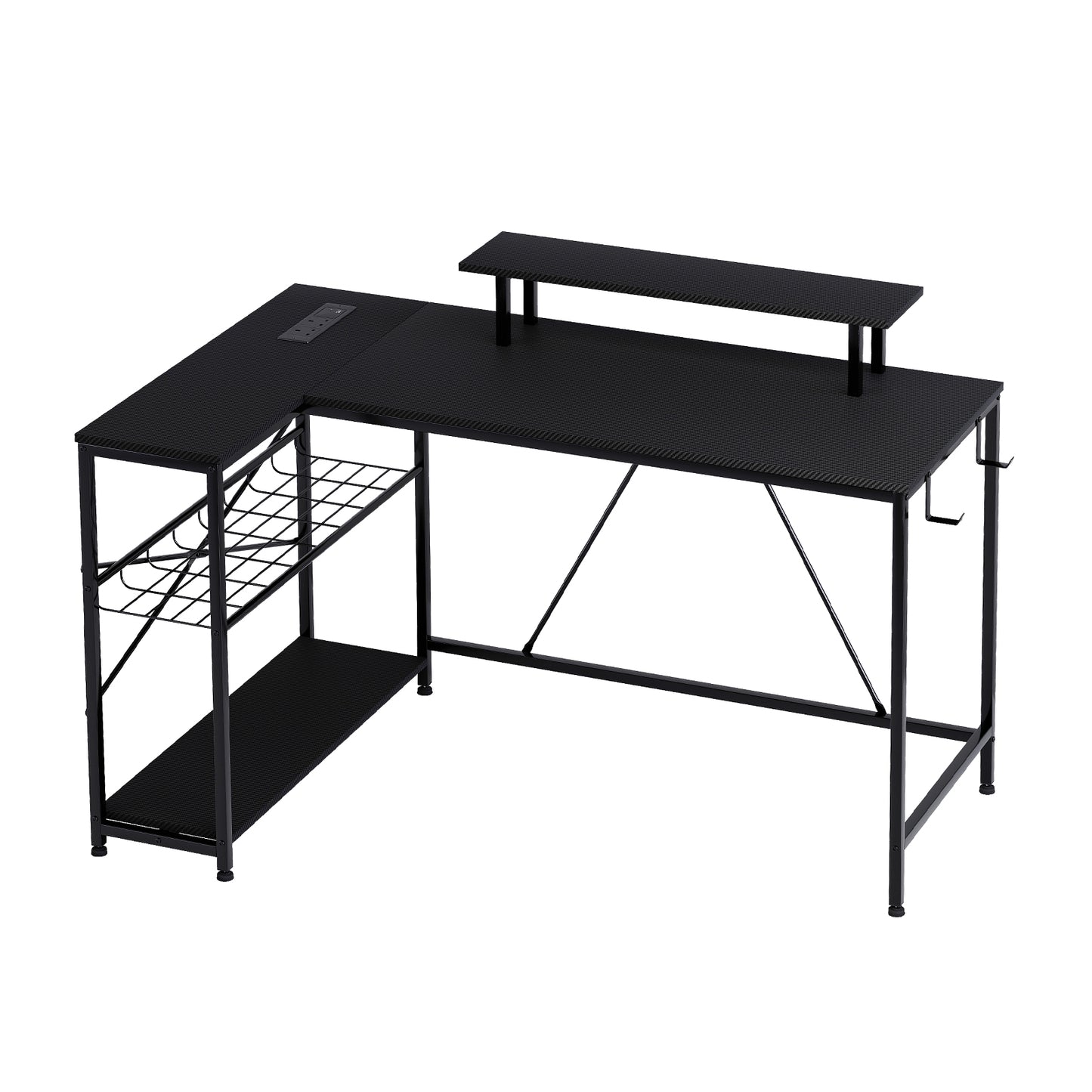 Levede Gaming Desk RGB LED Light Power Computer Table Storage Shelf Home Office