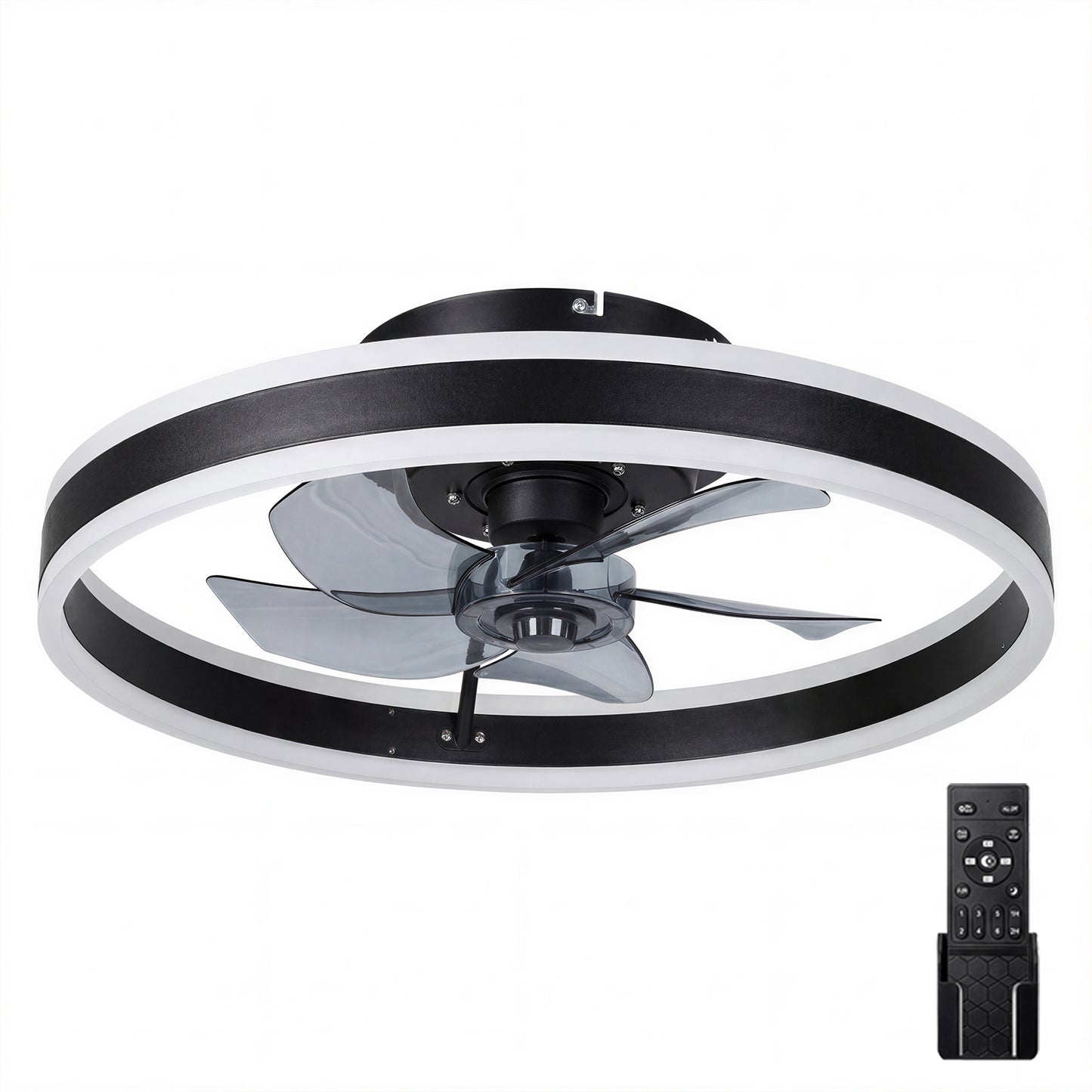 Emitto Ceiling Fan Light Modern LED Flush Mount Lamp 6 Speed Lamp Black White