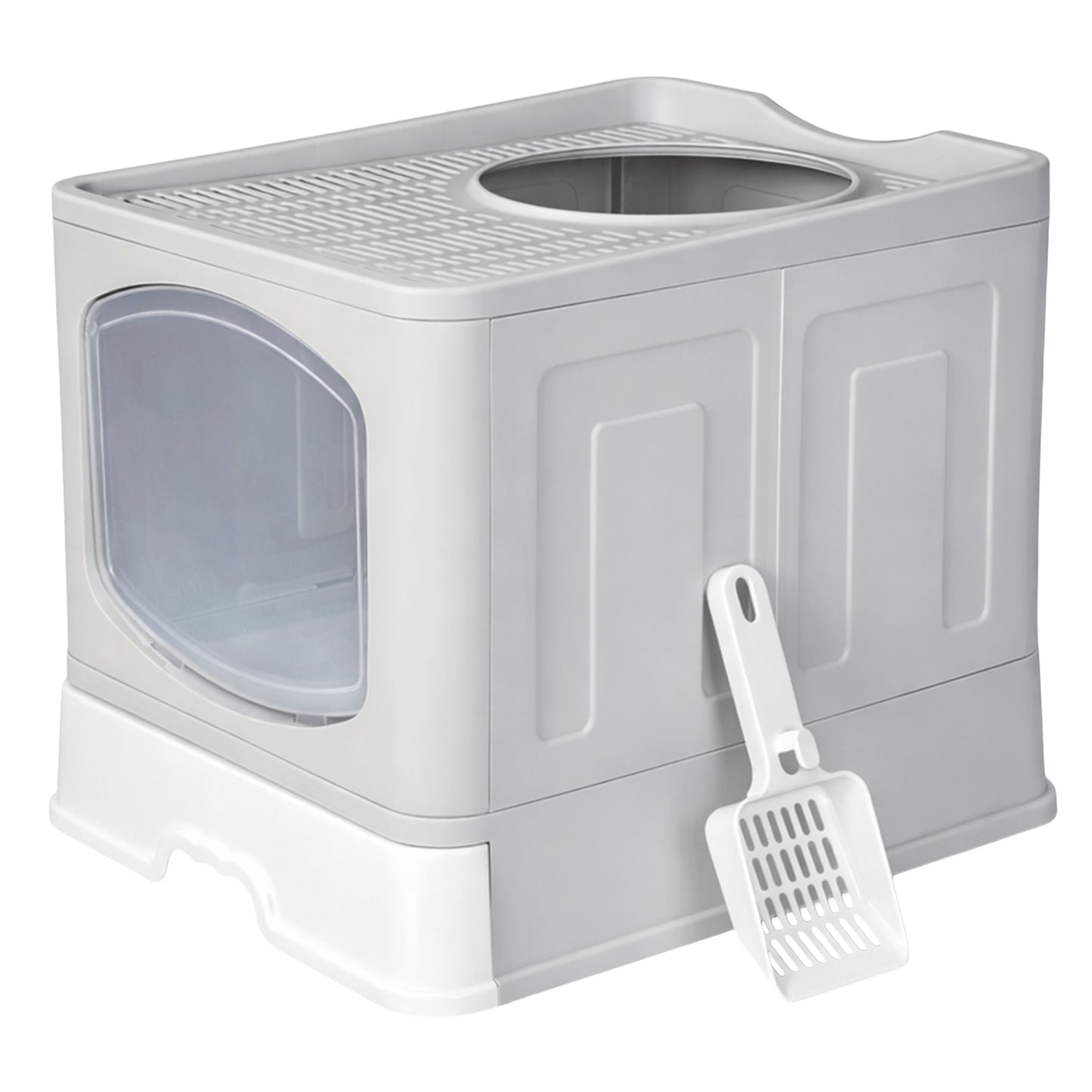 Skylos Cat Litter Box Enclosed Stainless Steel Anti-Splash Toilet Tray Foldable