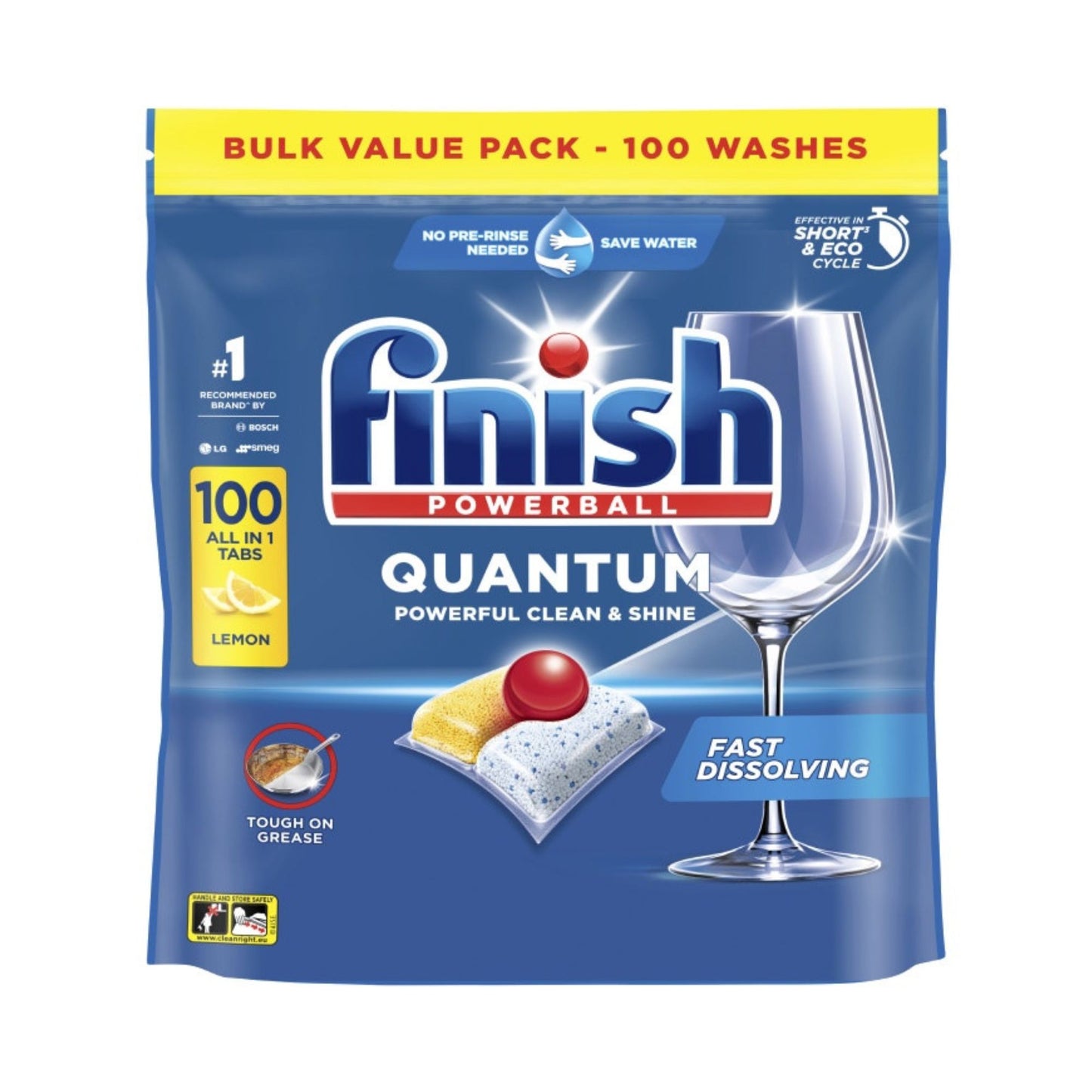 Finish Quantum All in 1 Dishwasher Tablets Lemon Sparkle 100's