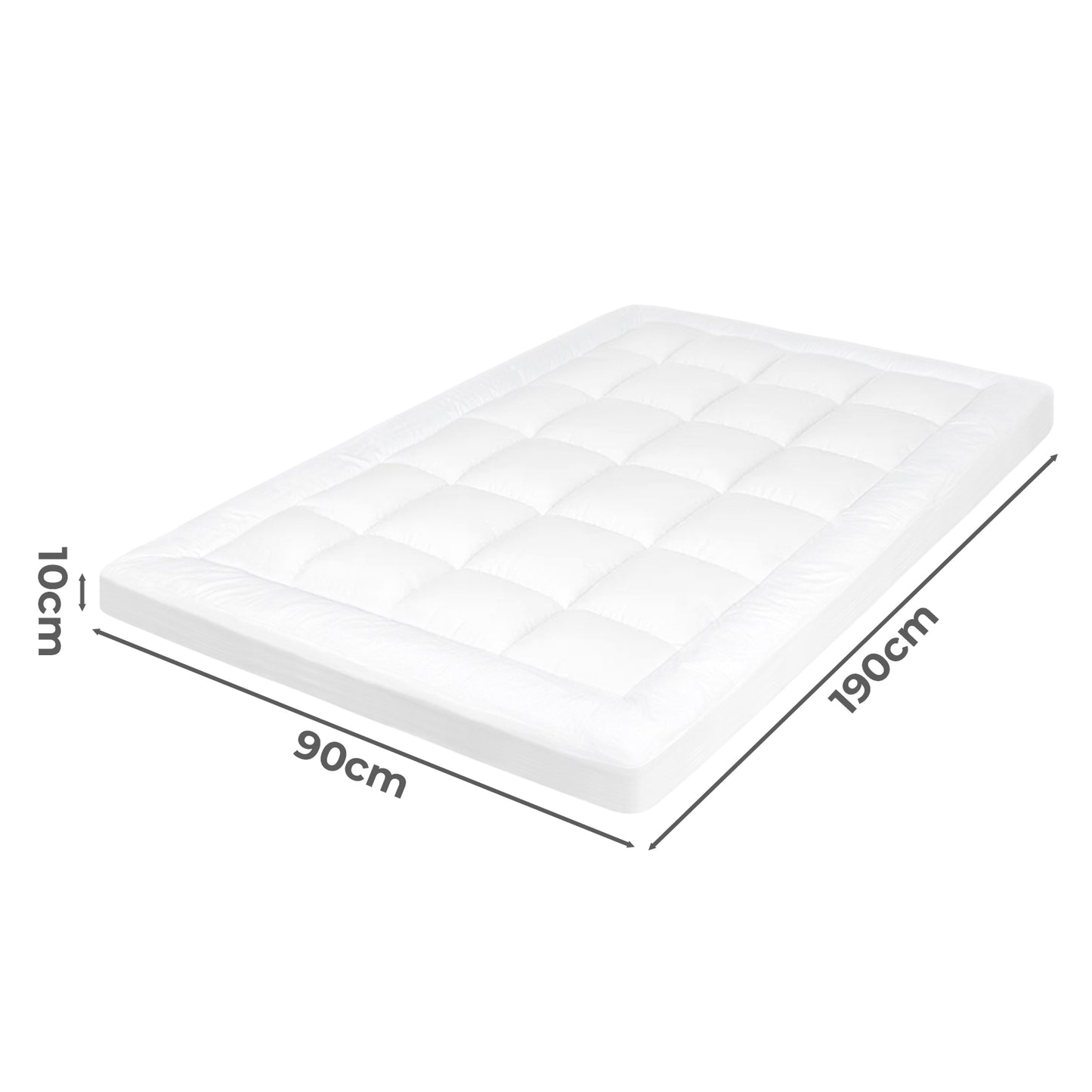 Lavio Mattress Topper Single 10CM Deep Washable Thick Soft Microfibre with Strap