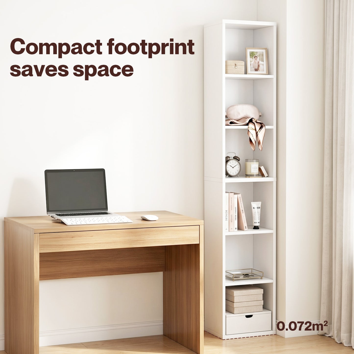 Levede Bookcases Book Shelf Shelving Storage Unit Slim Wood Office Home White