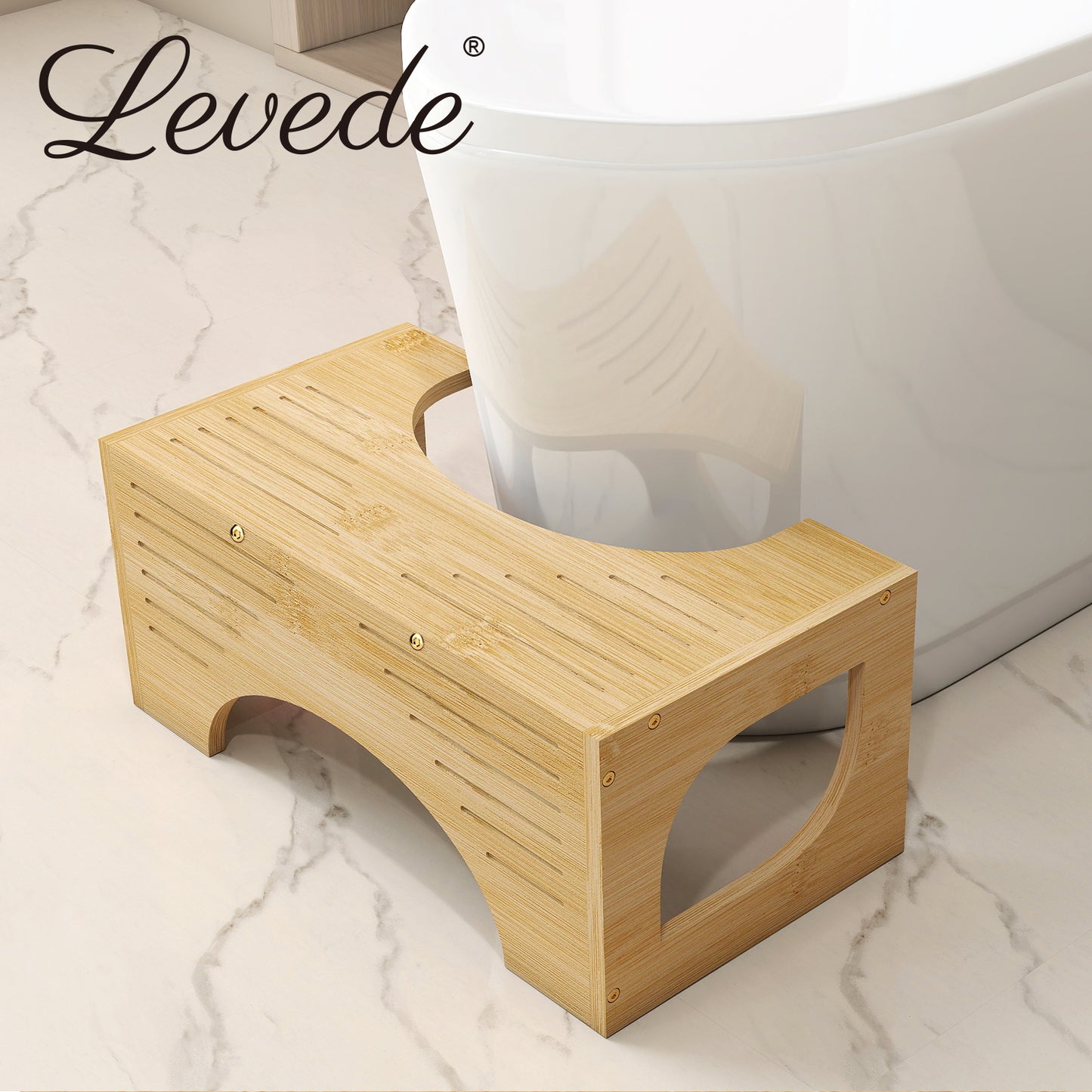Levede Bamboo Squatty Potty Squatting Toilet Poop Stool Bathroom Non-Stick