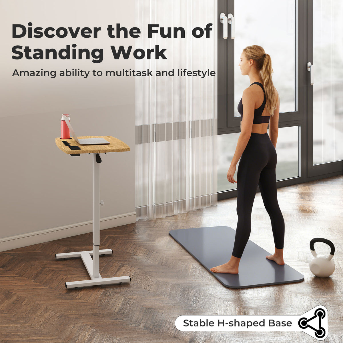 Standing Desk Height Adjustable Stand Over Bed Laptop Table Shelf Electric USB