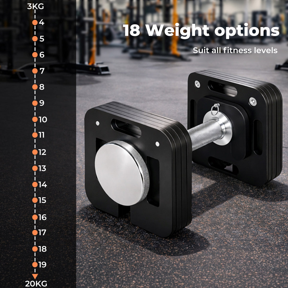 Centra Adjustable Dumbbell Set 4-20KG Auto Lock Home Gym Weight Training Fitness