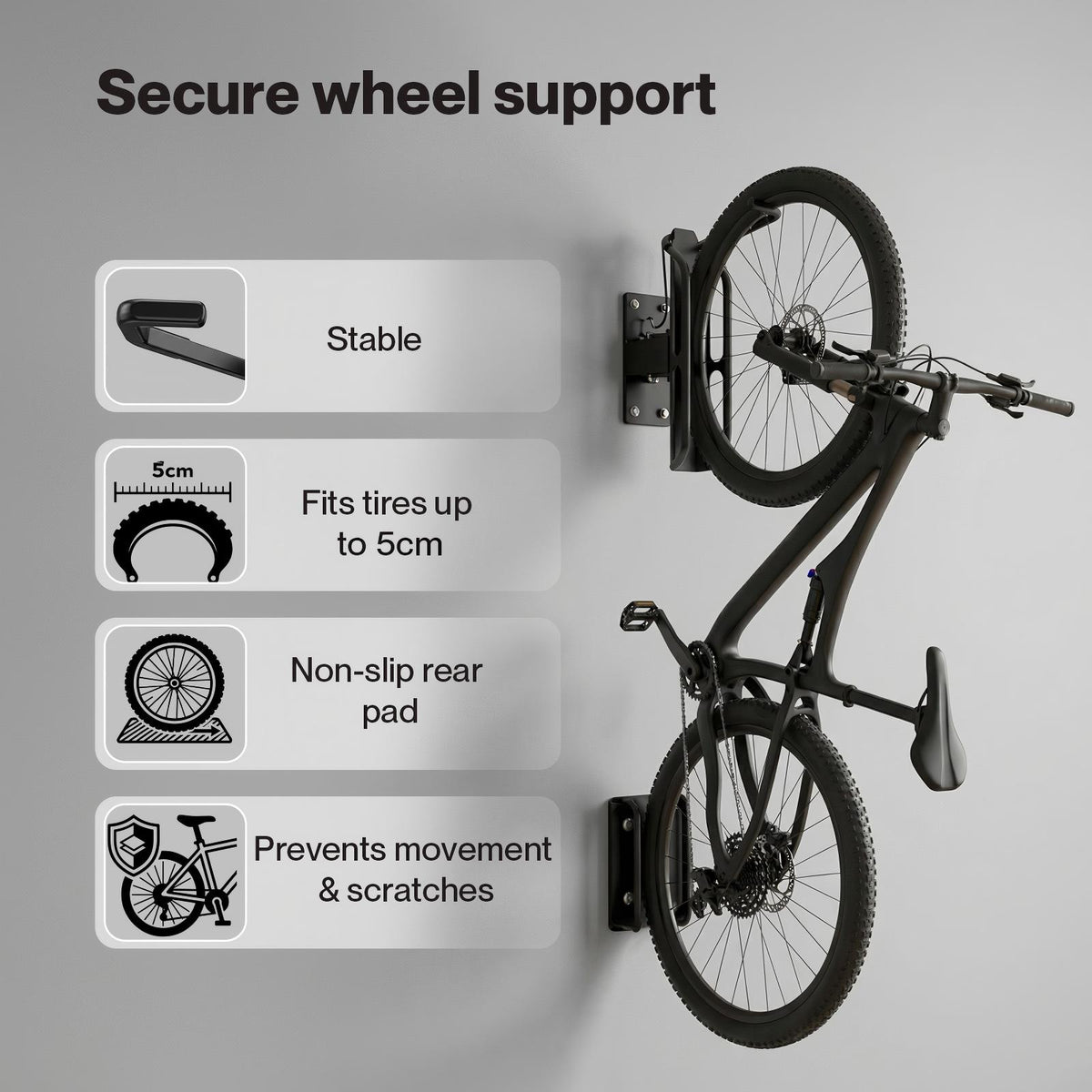 MONVELO Bike Rack Hook-mounted Parking Rack Swivel Wall Mount Bike Storage 4PCS