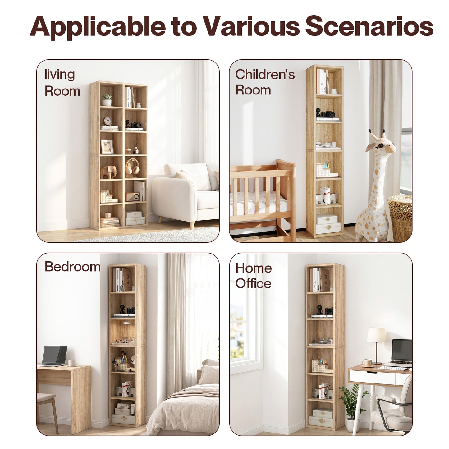 Levede Bookcases Book Shelf Shelving Storage Unit Slim Wood Office Home Wood