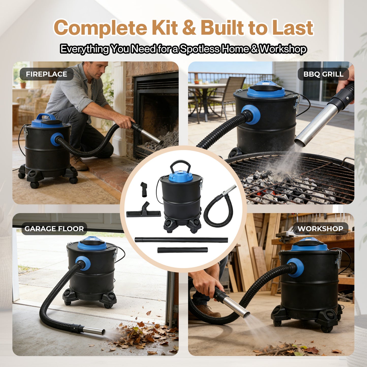 Spector 20L Fireplace Ash Vacuum Cleaner Wood Burner Blower Vac 1200W BBQ Stoves