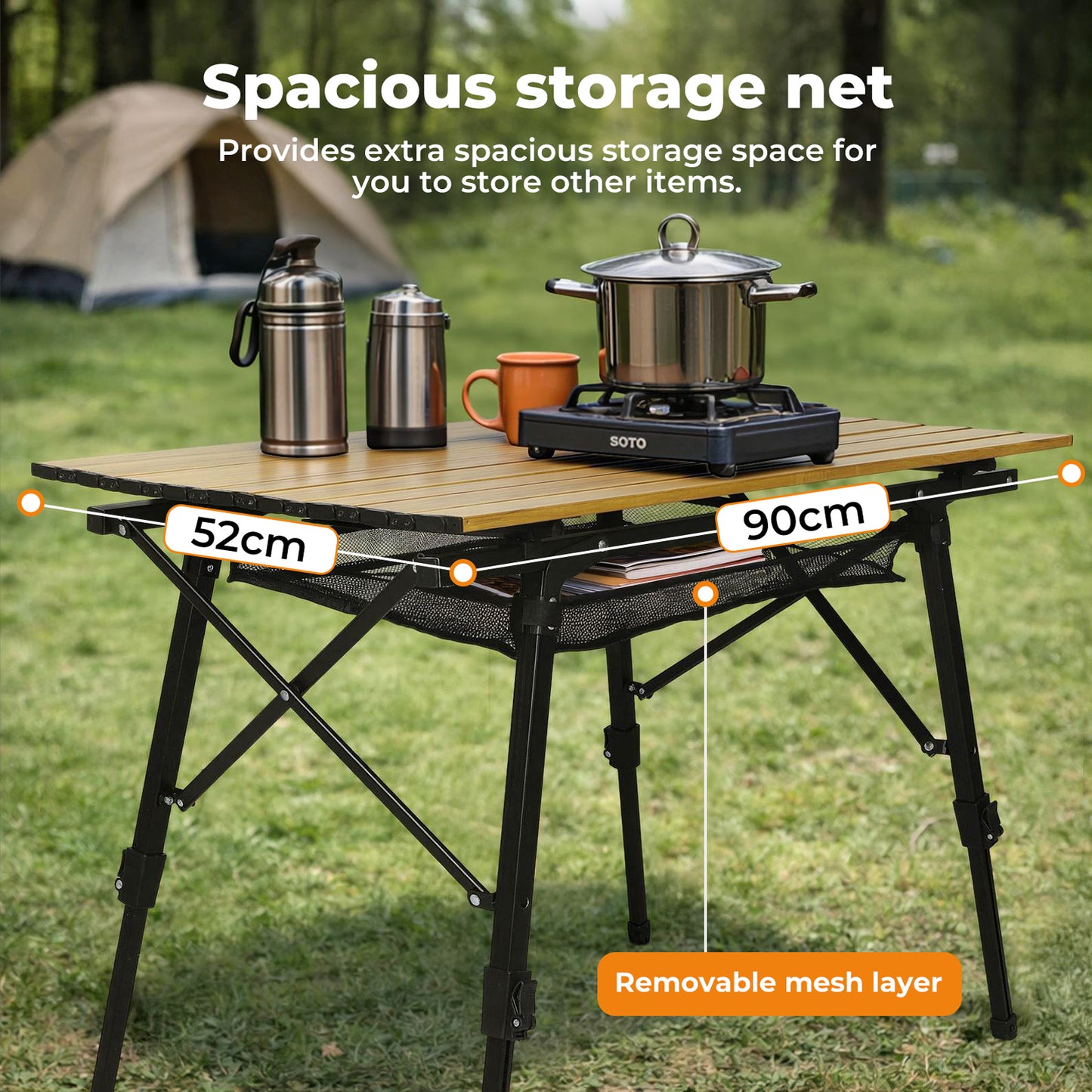 Levede Adjustable Folding Camping Table Aluminium Portable Picnic Desk 90x52cm