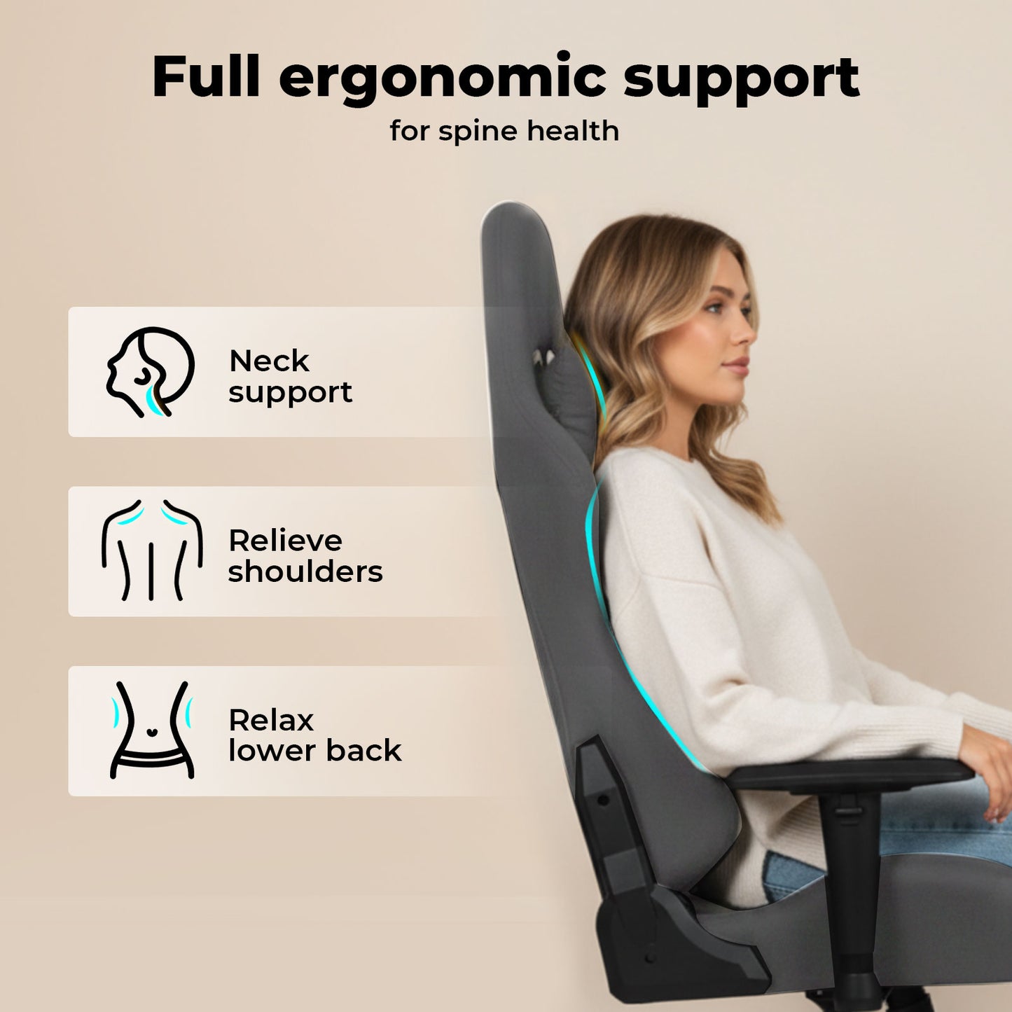 Levede Ergonomic Office Chair 165° Reclining Executive Chair Spring Foam Cushion