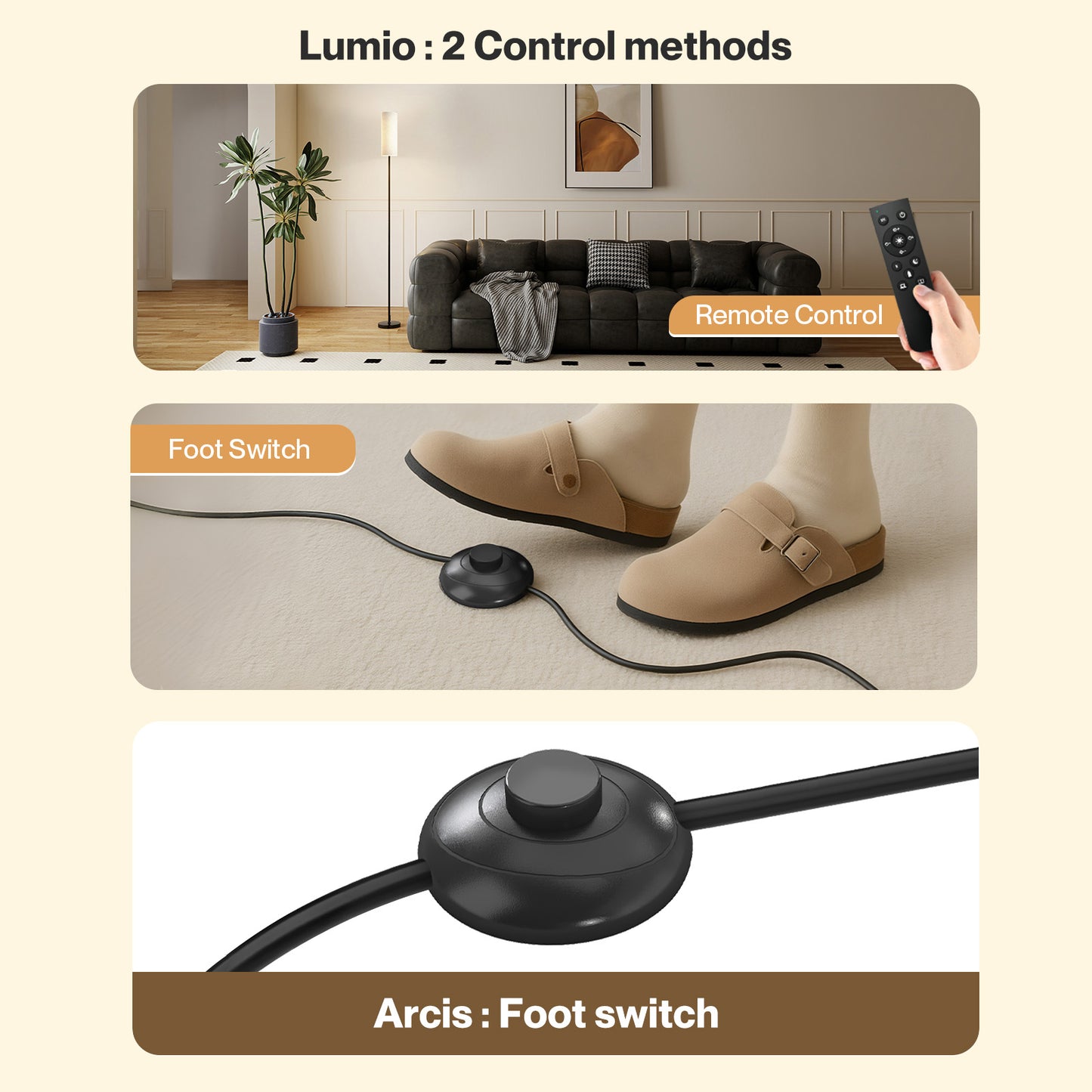 Emitto LED Floor Lamp Morden Dimmable Adjustable Reading Light Remote with Bulb