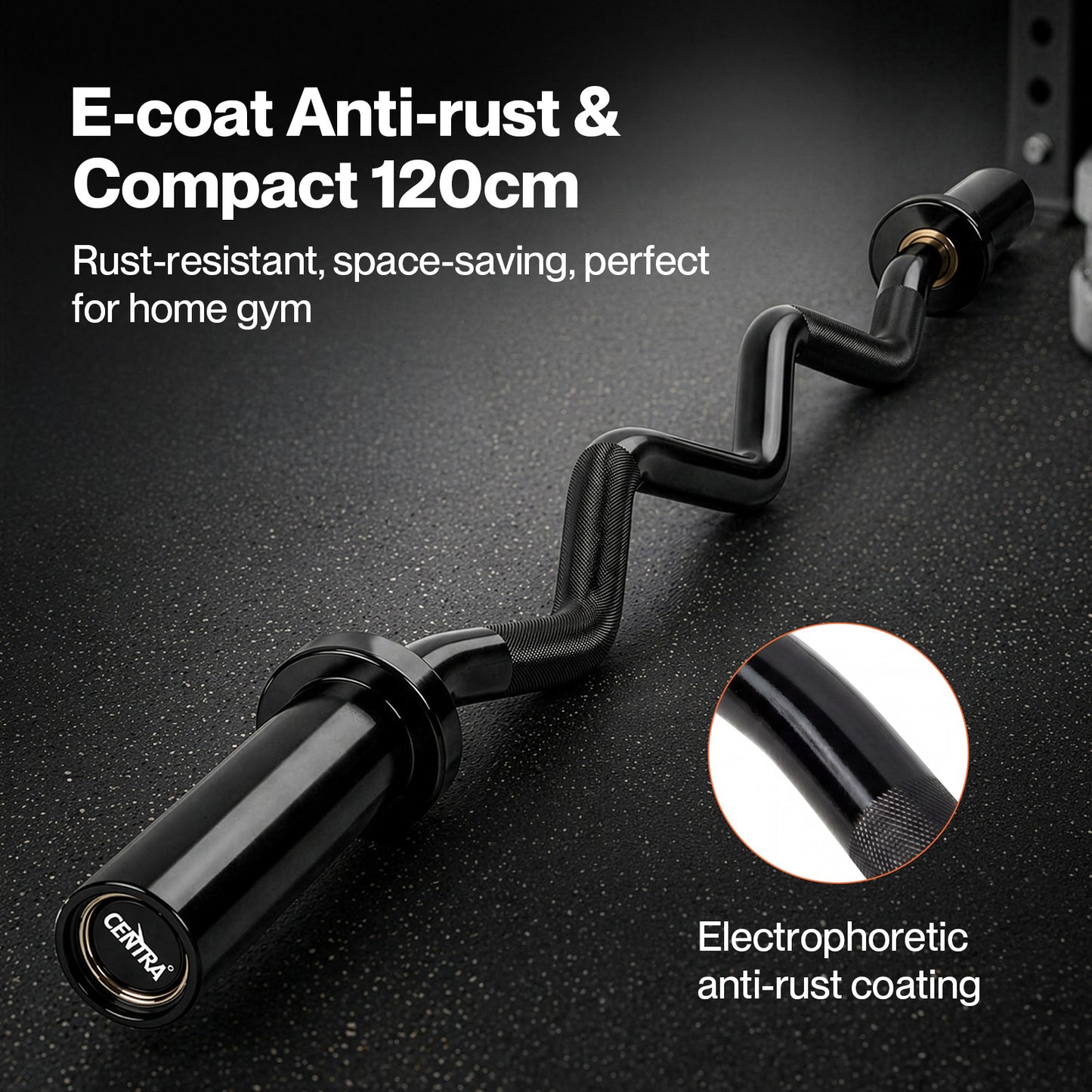 Centra EZ Arm Curl Bar Weight Lifting 4ft Olympic Barbell for 2'' Weight Plates