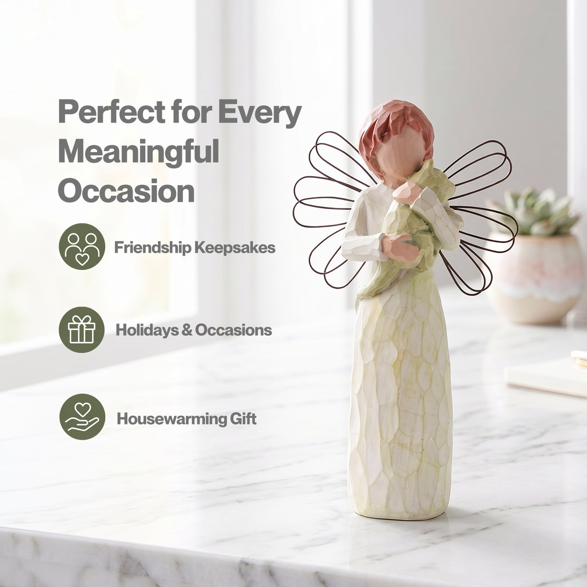Levede Resin Angel Figurines Friendship Gift for Companionship Display White