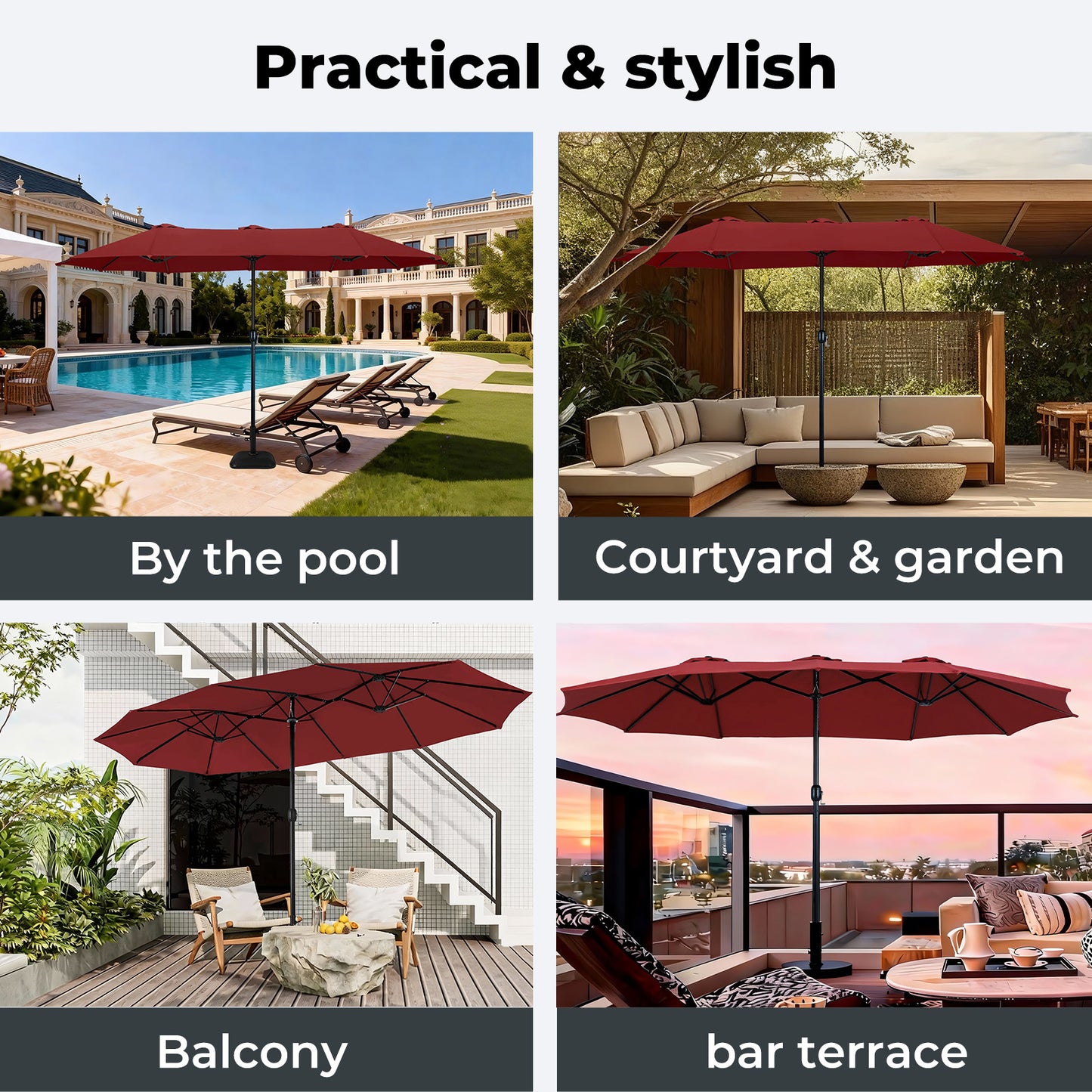 Mountview Large Parasol Patio Umbrella Outdoor Garden Pool Sunshade Double-Sided