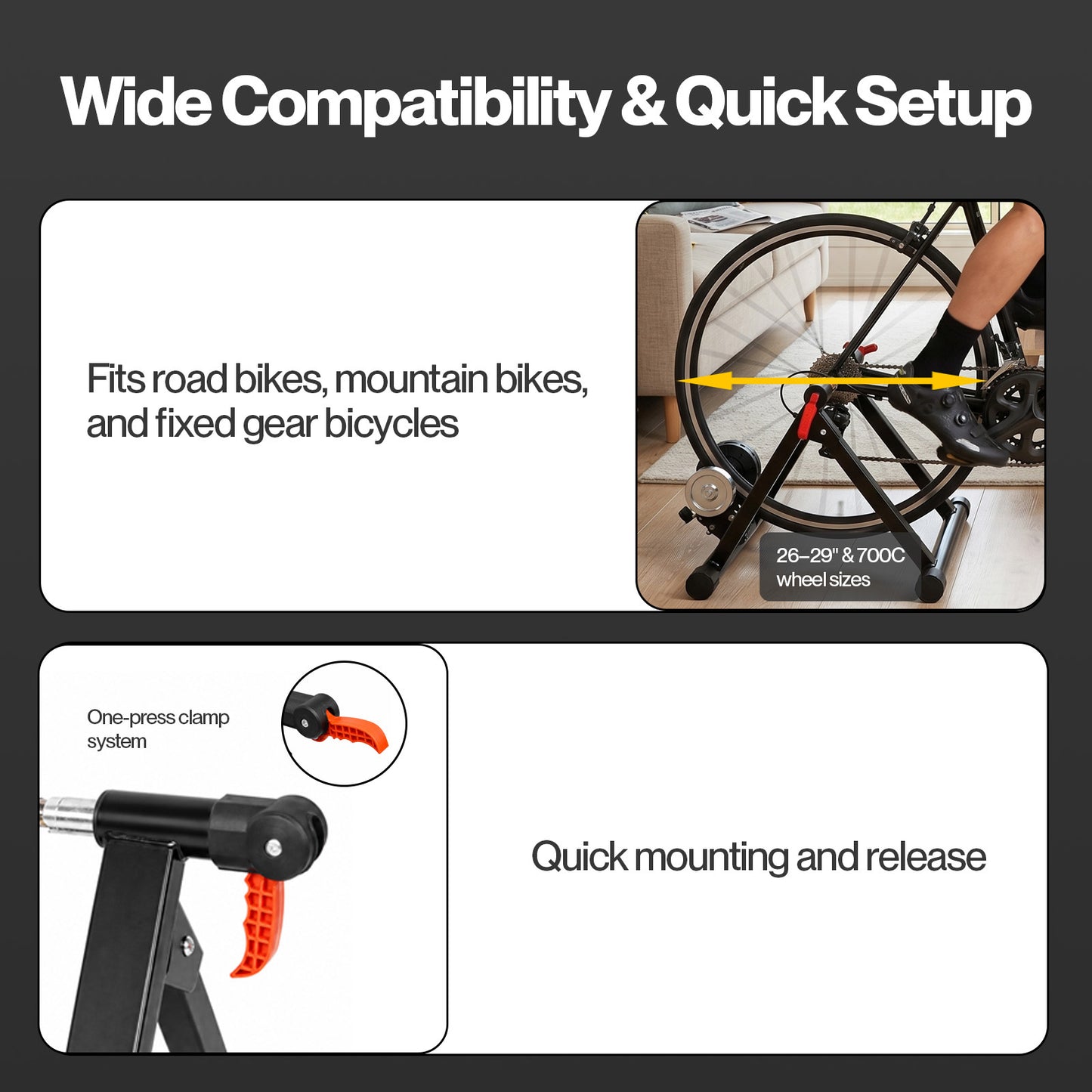 MONVELO Turbo Trainer Magnetic Bike Training Stand 6 Level Resistance Indoor