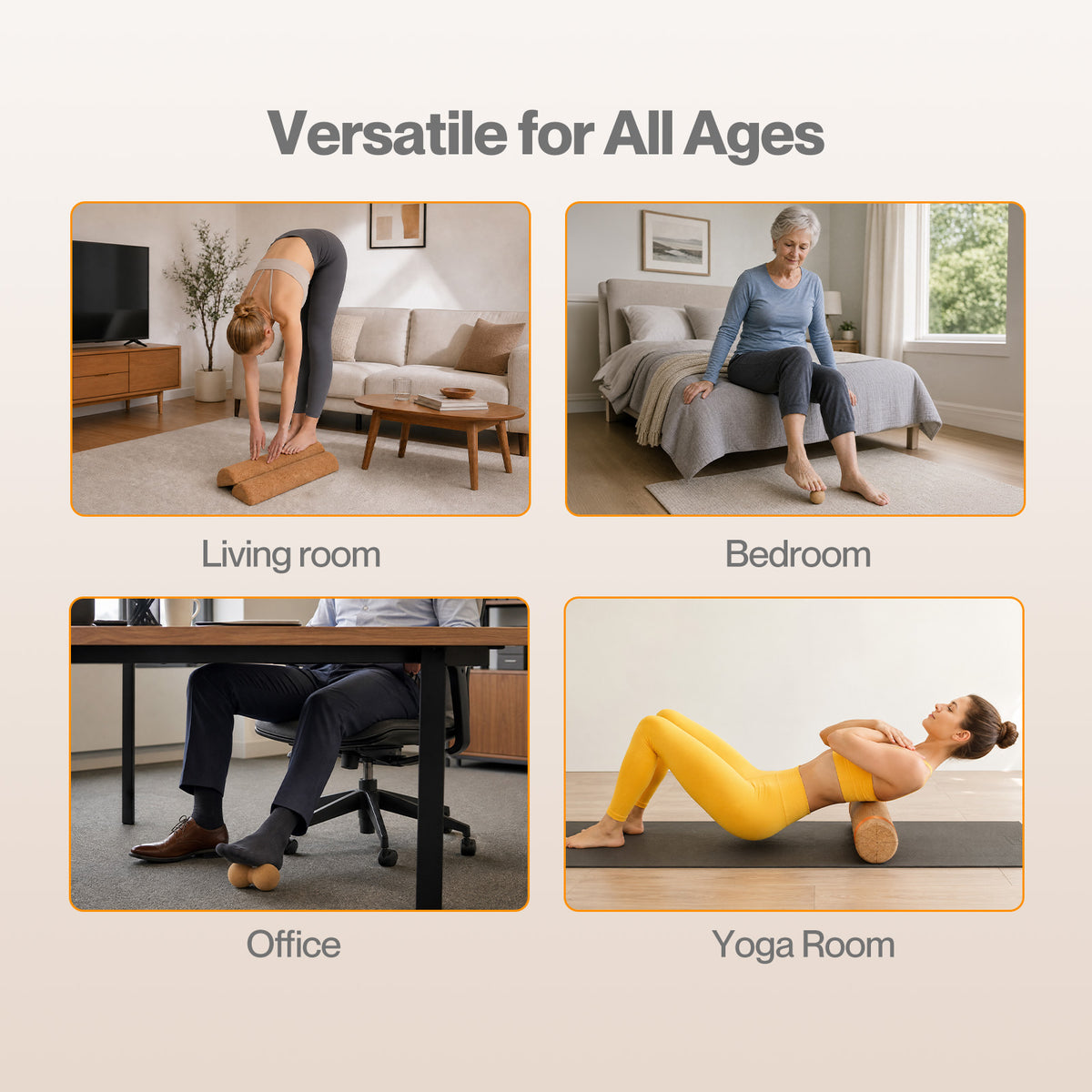 Centra Balance Board 5-In-1 Cork Ankle Trainer With Massage Ball Home Brown