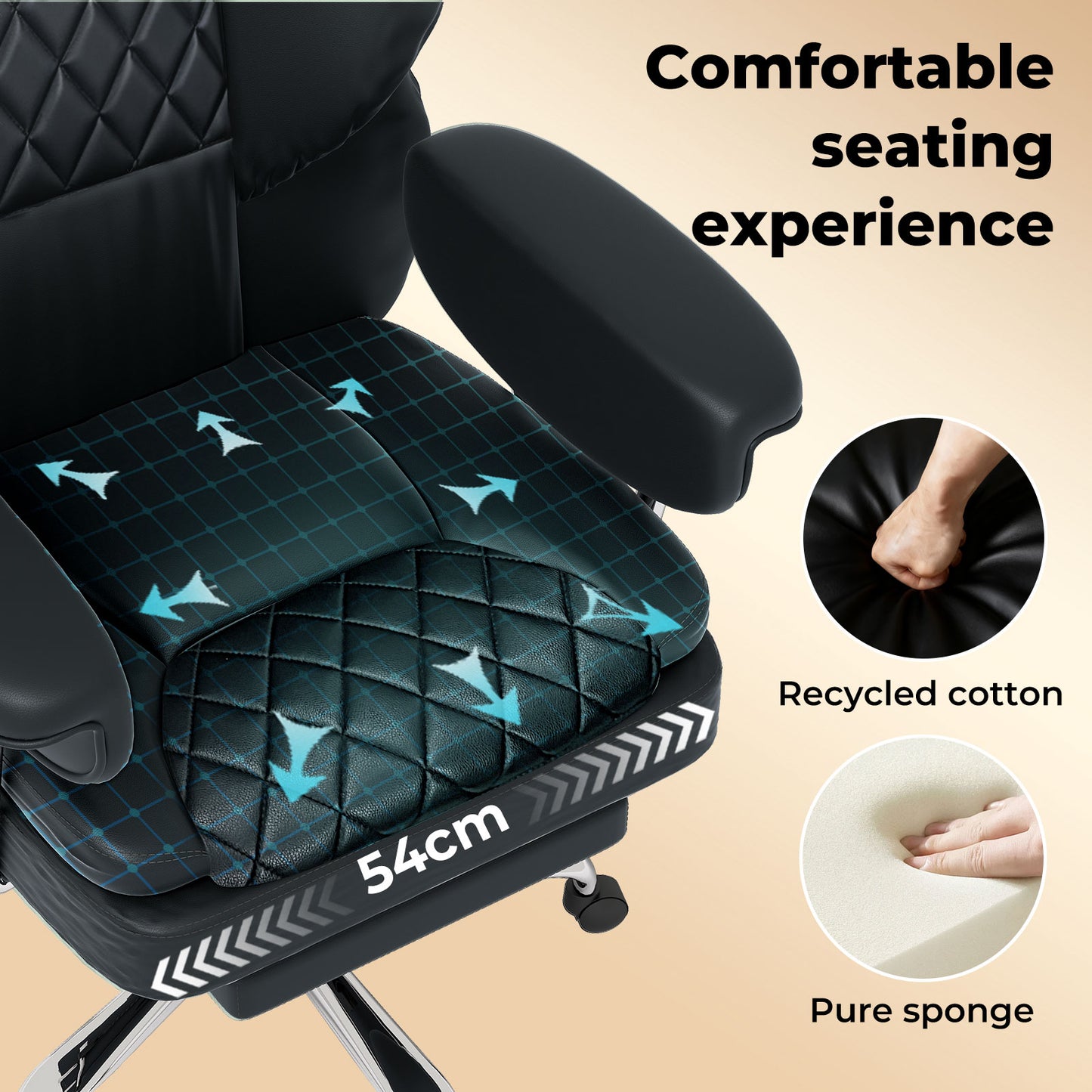 Levede Office Desk Chair Big and Tall for Heavy People with Footrest PU Black
