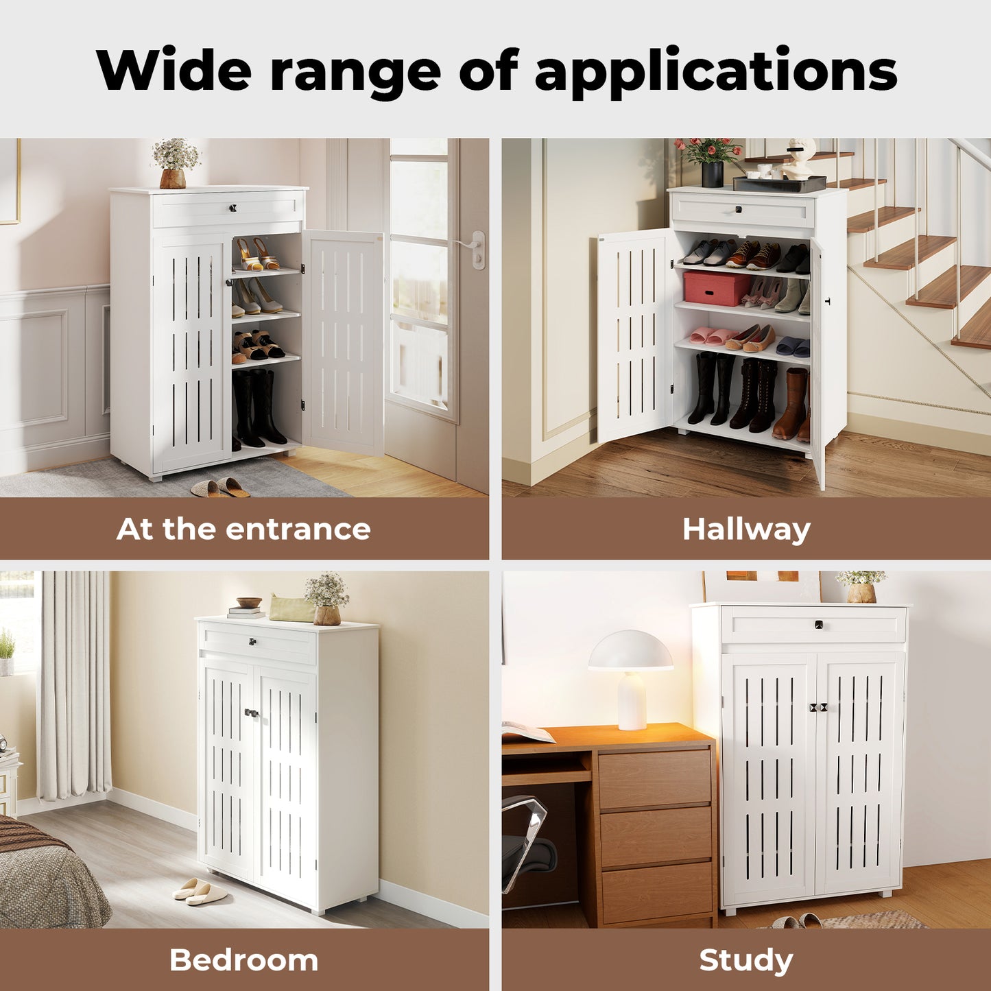 Levede Shoe Cabinet 5-Tier Door Entryway Storage Rack Organizer Cupboard White