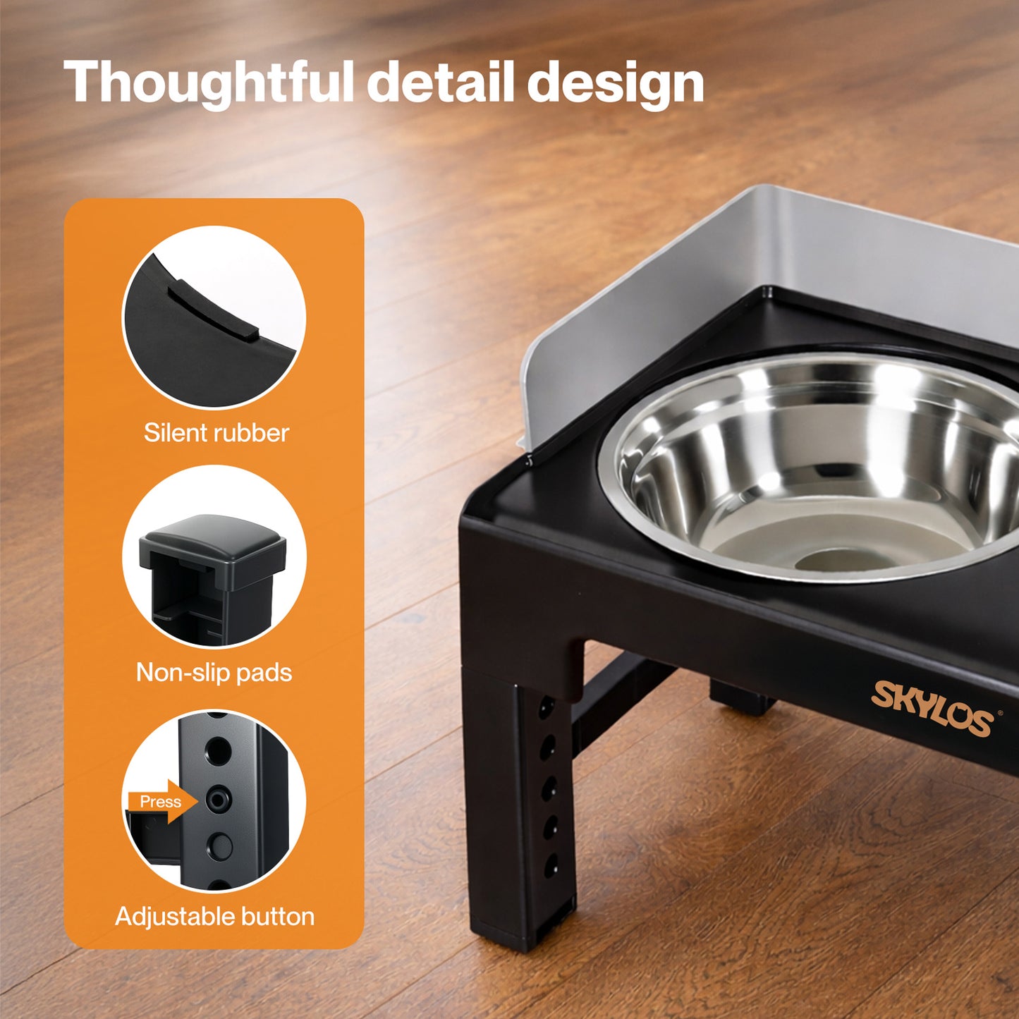 Skylos Raised Dog Bowls Elevated Pet Feeder 6 Height Slow Food Water Feeding