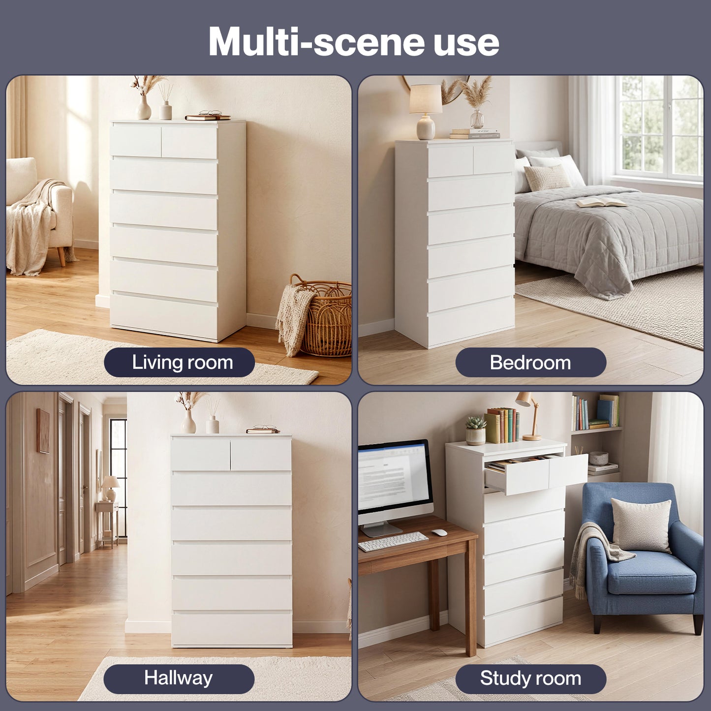Levede Tall Chest of Drawers White Storage Cabinet for Bedroom Hallway Home