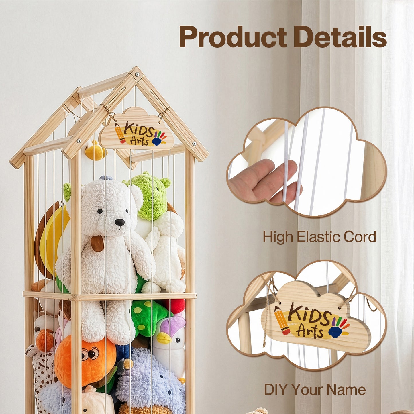Levede Plush Toy Storage Holder Kids Stuffed Animal Organiser Lockable Wheels