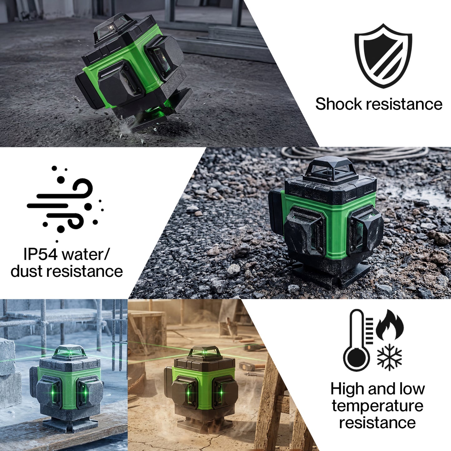 Traderight 16 Line Laser Level 4D Green Cross Line Self Leveling Rotary Measure