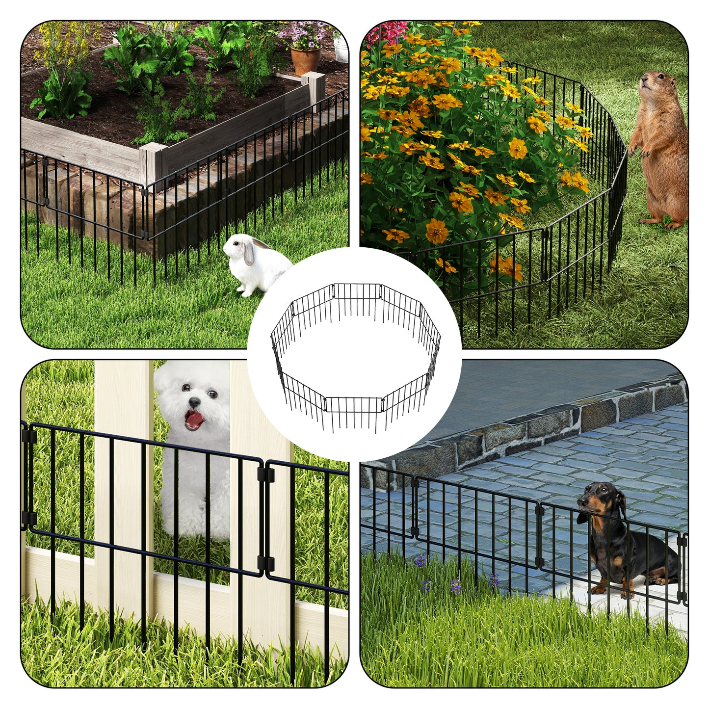 Levede 10 Pack Animal Barrier Outdoor Pet Border Metal Decorative Garden Fence