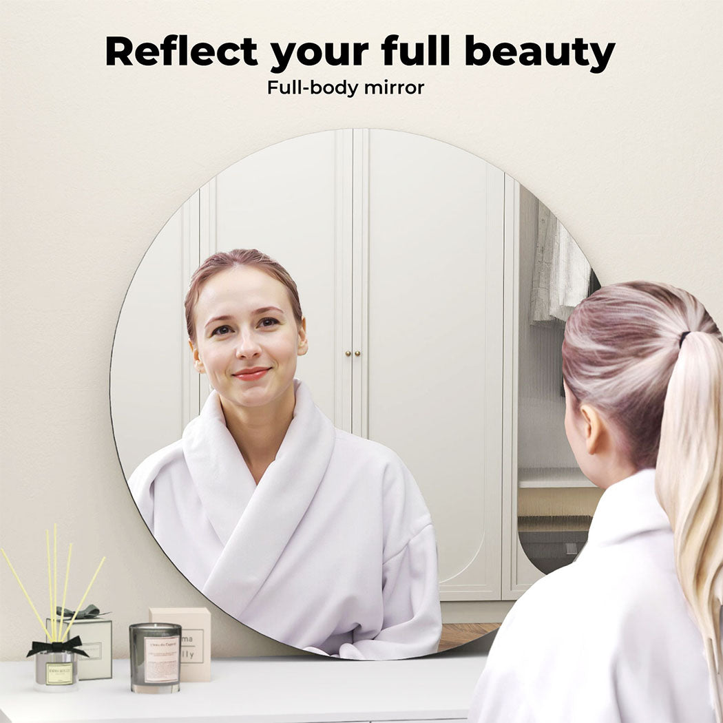 Levede 40cm Round Wall Mirror Frameless Tempered Glass Explosion-Proof Decor