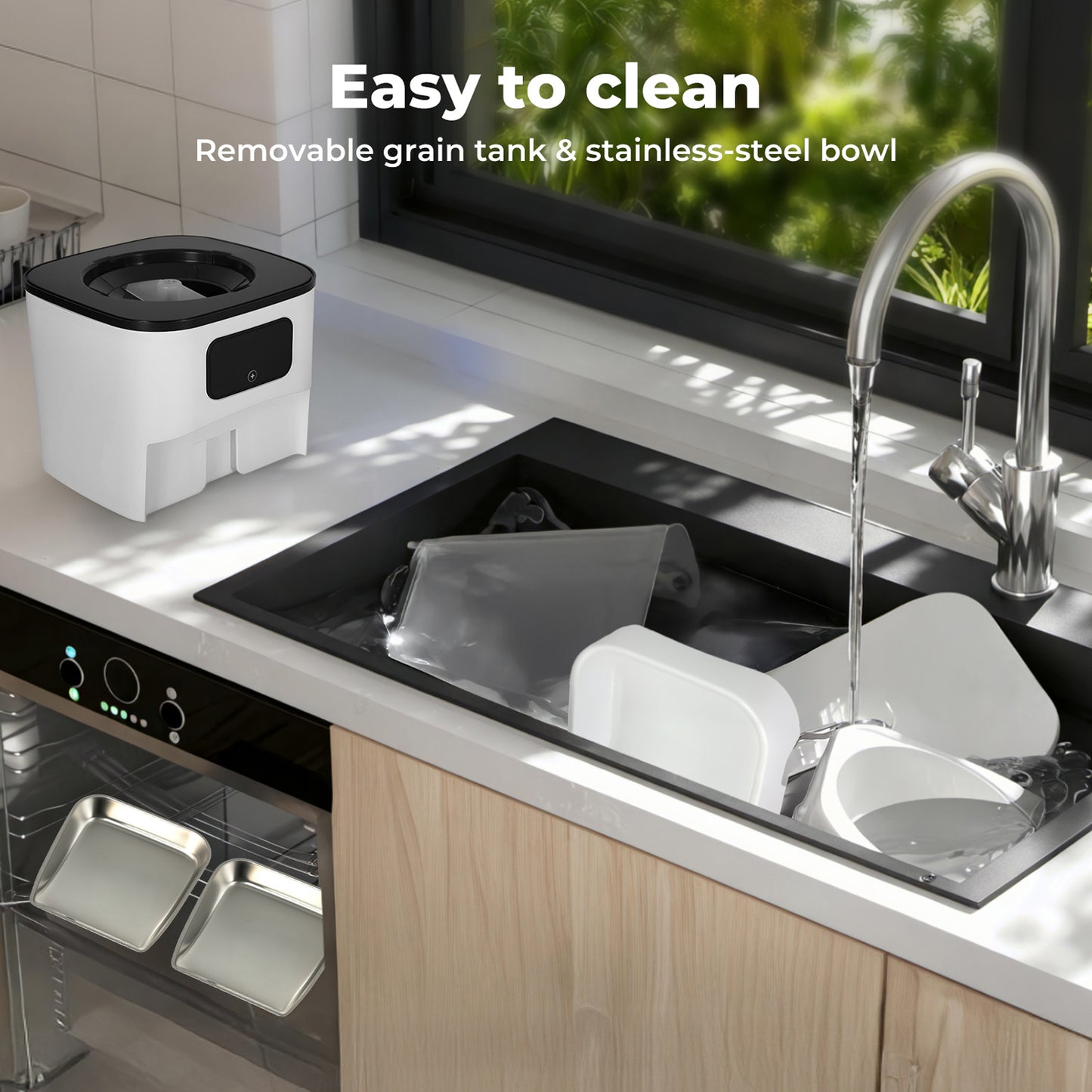 Skylos Dog Feeder Food Automatic Dispenser 6L Dual Bowl APP Timer Portal Contol