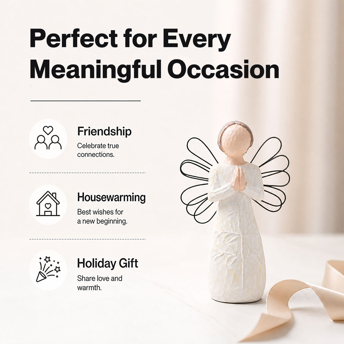 Levede Resin Thank You Gift Figurines Willow-Inspired White For Shelf Decor