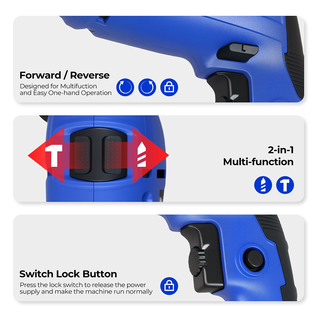 Traderight Electric Hammer Drill 13mm Chuck Powerful Variable Speed Corded DIY