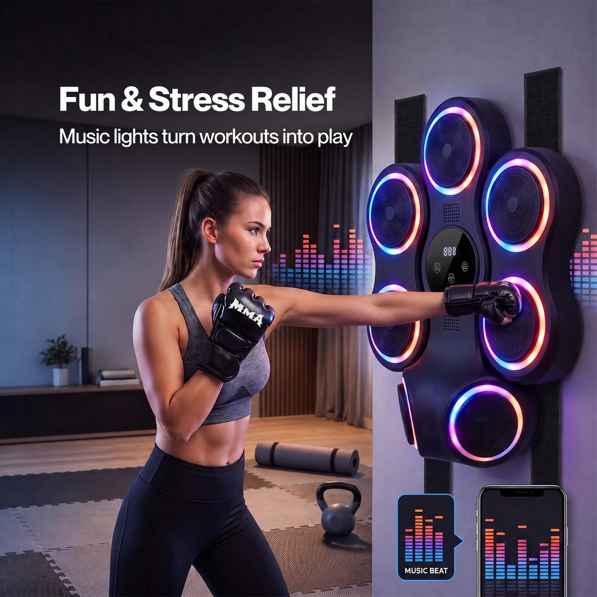 Centra Music Boxing Machine 11 Modes 9 Speeds LED Scoring for Home Gym Black