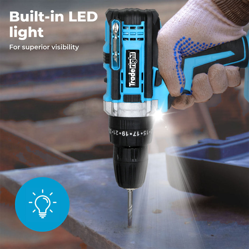 Traderight 21V Cordless Drill Combi Driver Electric Screwdriver Set 1 Battery