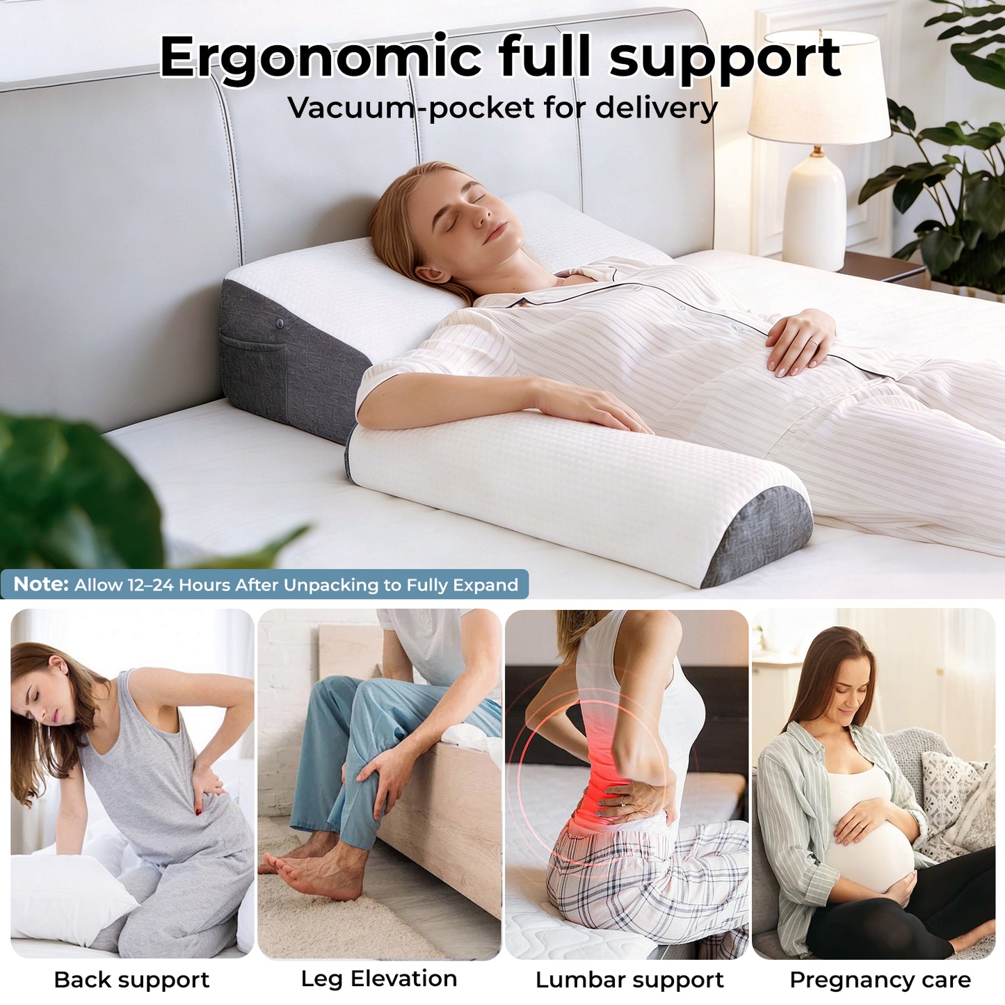 Lavio Wedge Pillow Acid Reflux Memory Foam Pregnant Reading Support Anti-snoring