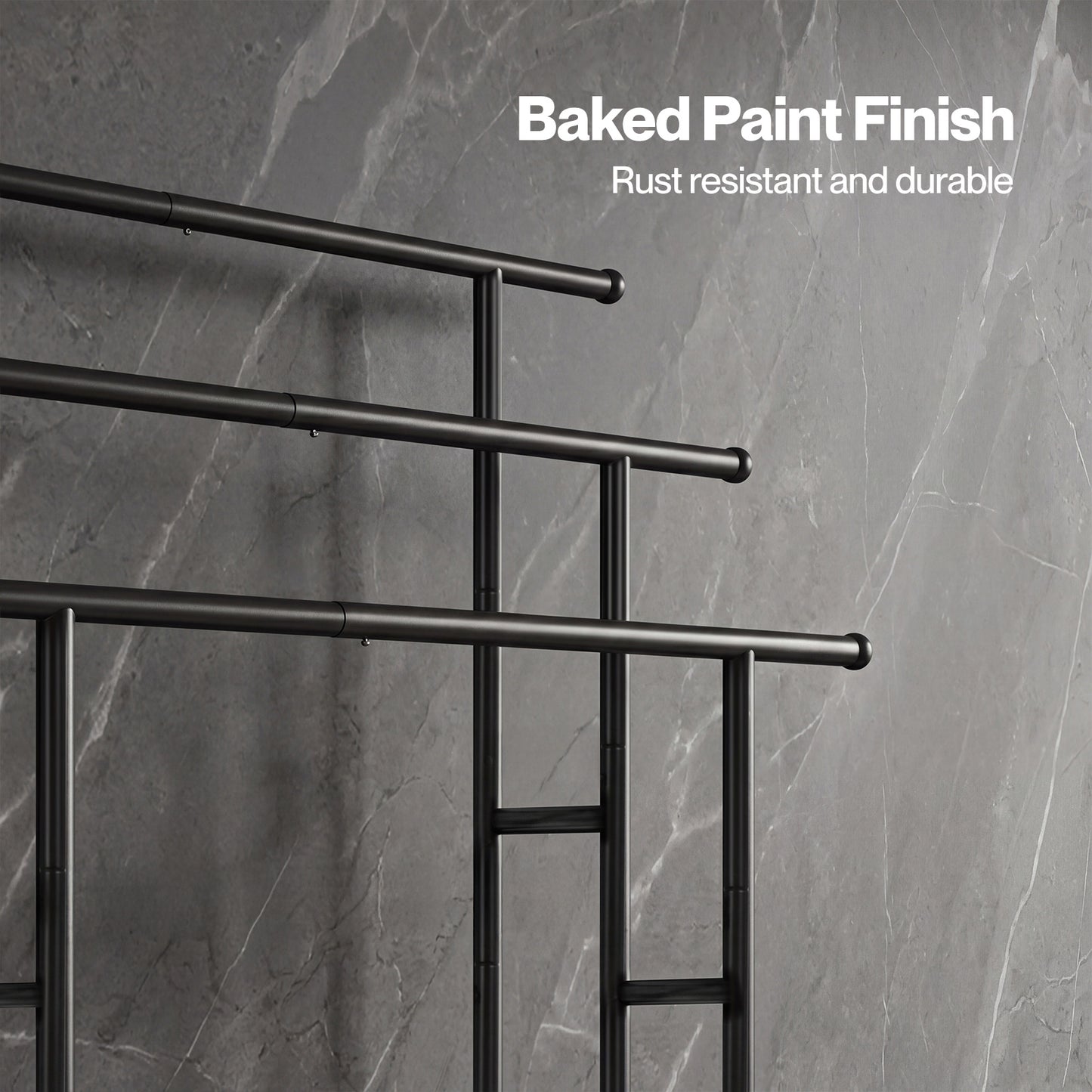 Levede Towel Rail Metal Rack With Basket 3-Tier Storage Anti-Slip Foot Black