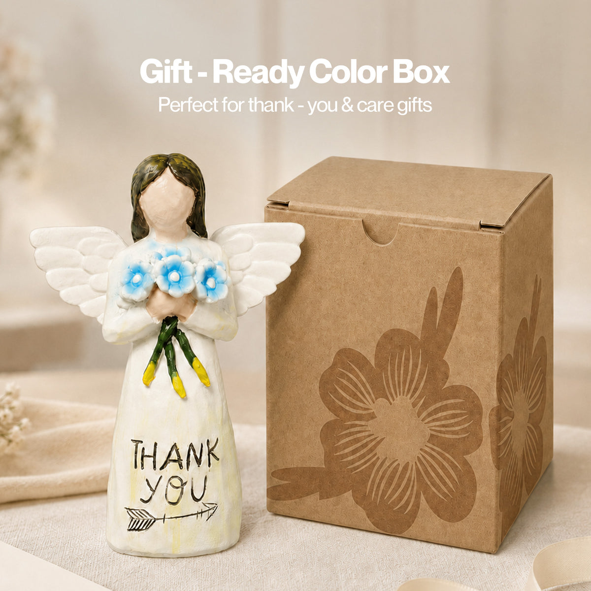 Levede Forget Me Not Sympathy Gift Angel Figurine Thank You Home Decor White