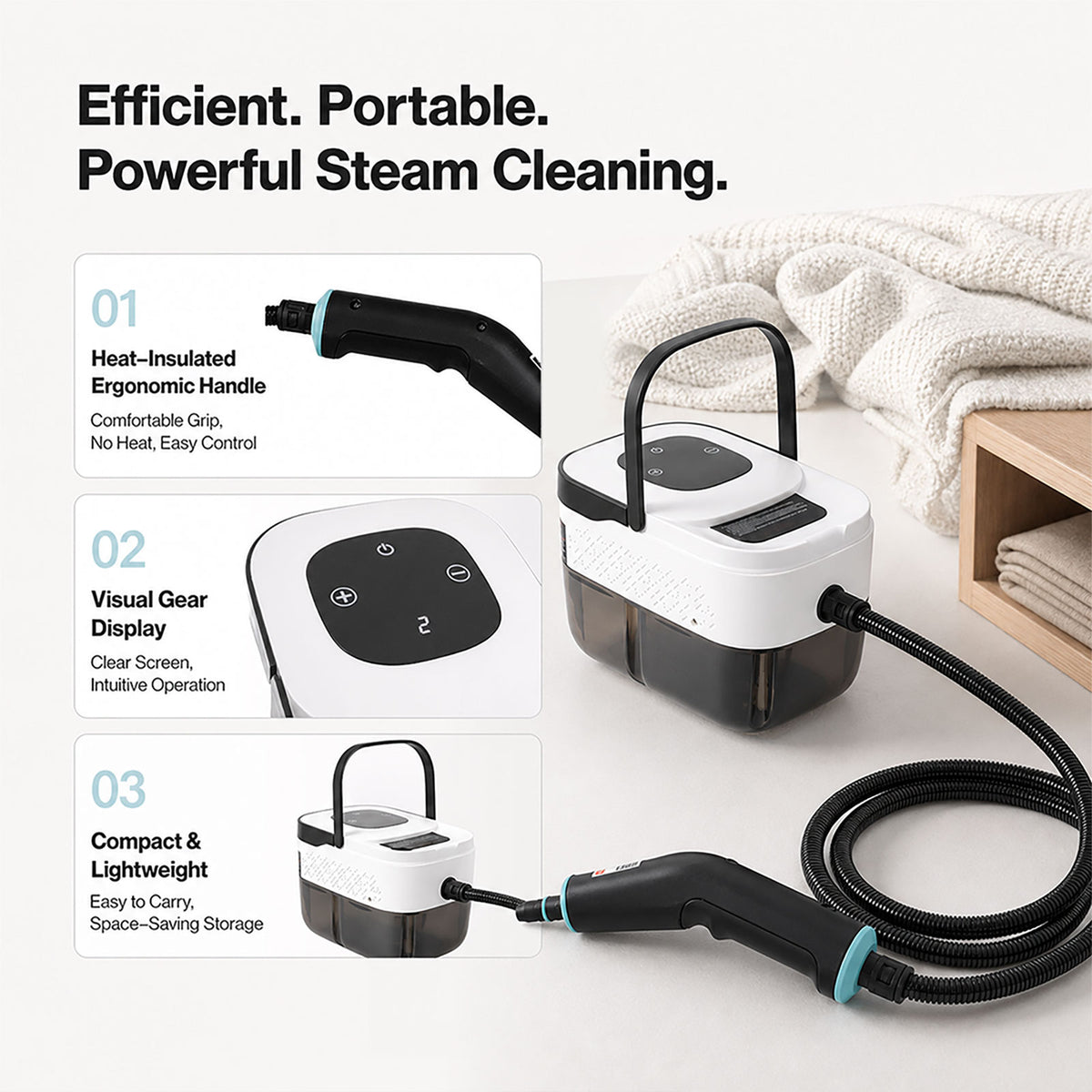 Spector Steam Cleaner Handheld 6 Settings with Tank 105°C Heat For Kitchen White