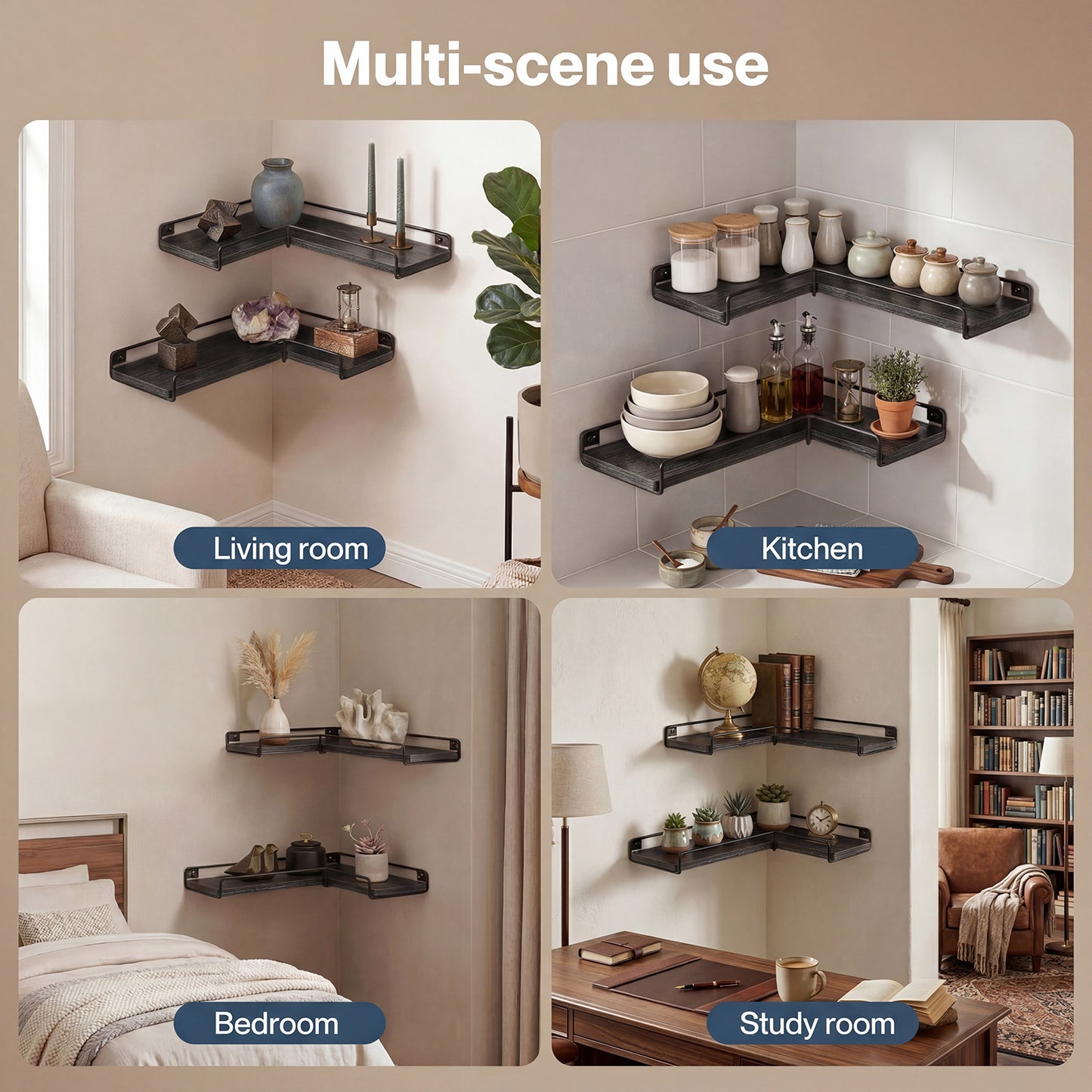 Levede Wall Shelves Floating 2pc Kitchen Corner Shelf Unit Home Sotrage Decor