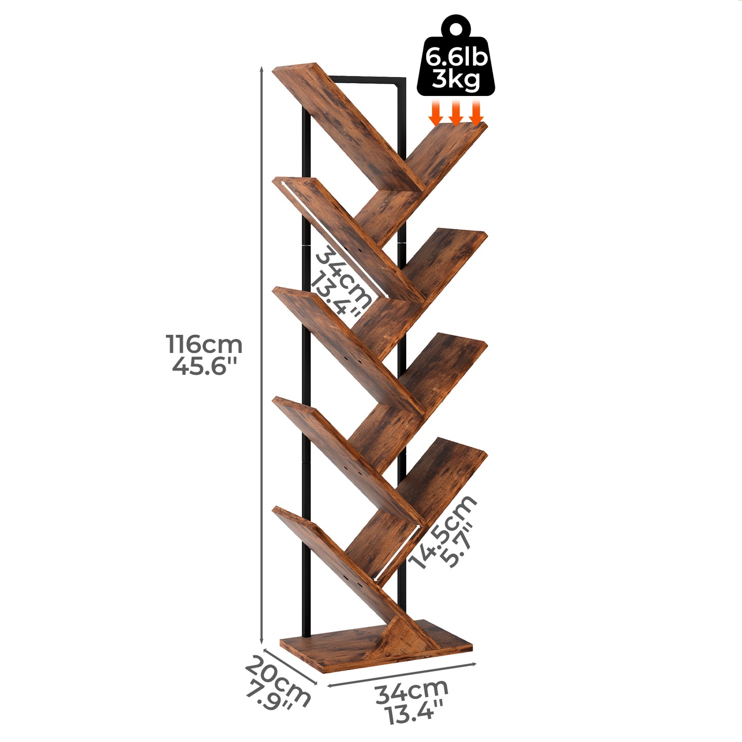 Levede 9 Tier Bookshelf Display Bookcase Tree Shaped Wooden Storage Rack Shelves