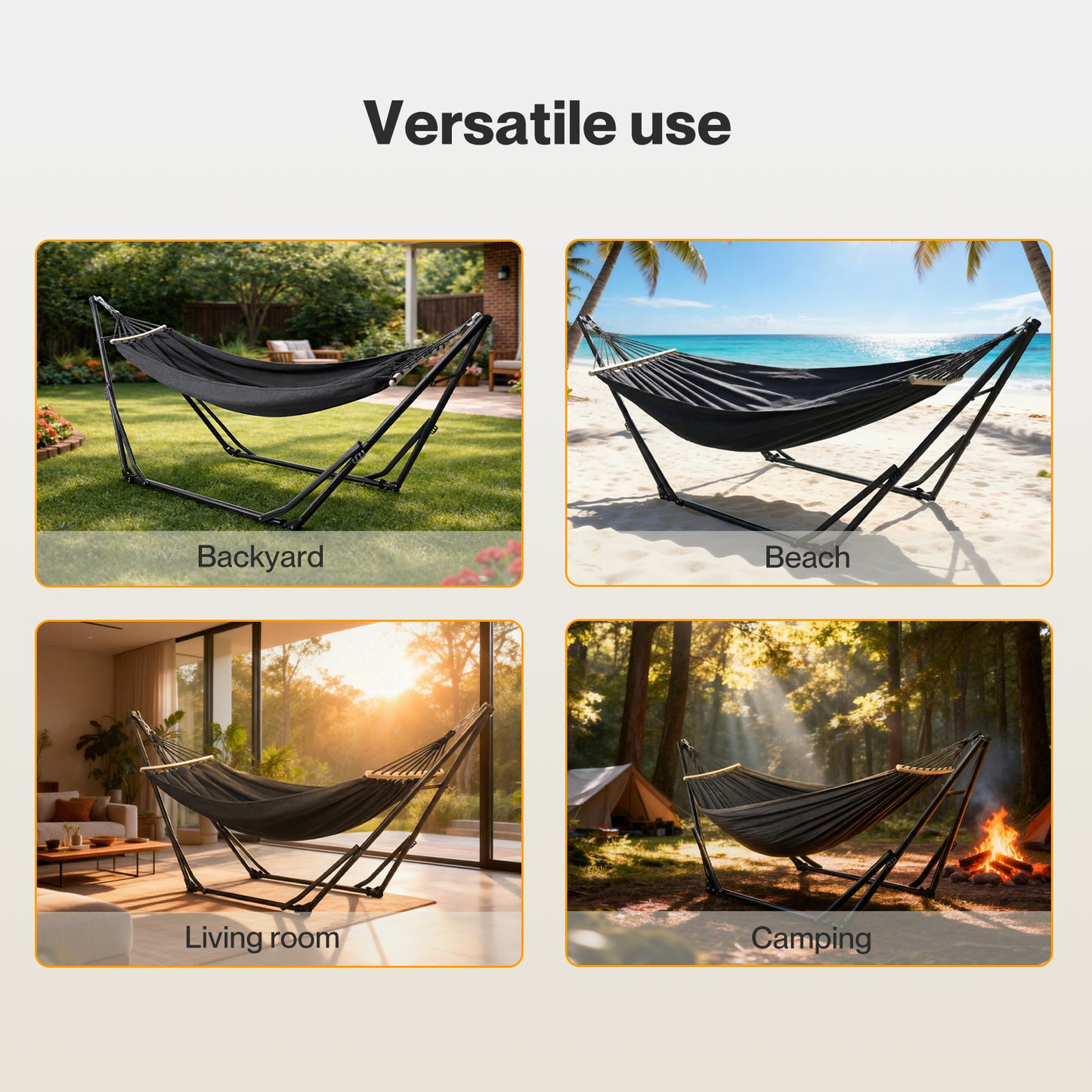 Mountview Foldable Hammock Chair Bed Hanging with Stand Outdoor Camping 200KG