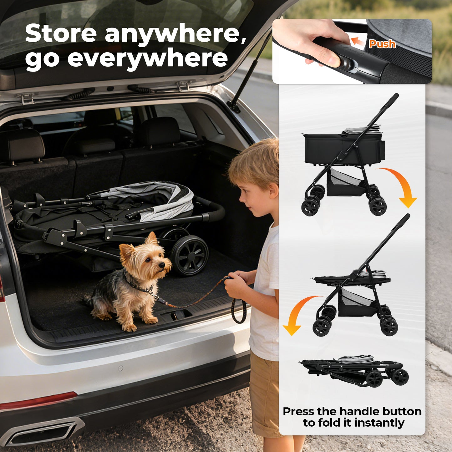 Skylos Pet Stroller Dog Cat Puppy Pram Pushchair Travel Cart Buggy Carrier