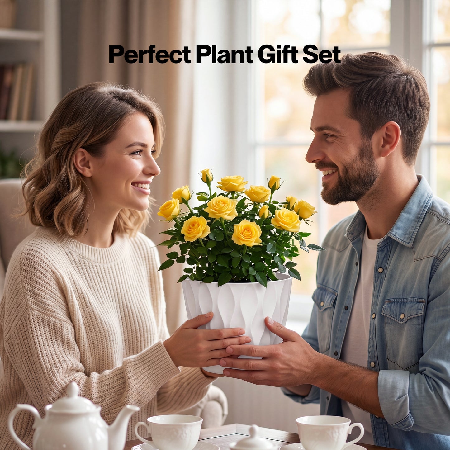 TOQUE Plant Pots 5Pc 8 Inch Plant Pots Indoor Drainage PP Plastic White