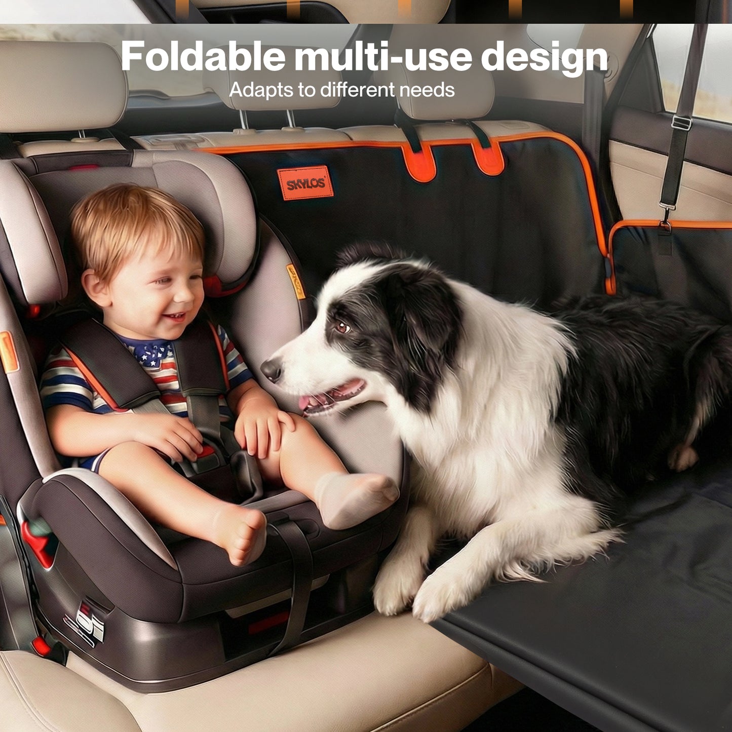 Skylos Dog Car Seat Cover Convertible Pet Back Seat Hammock Protector Waterproof
