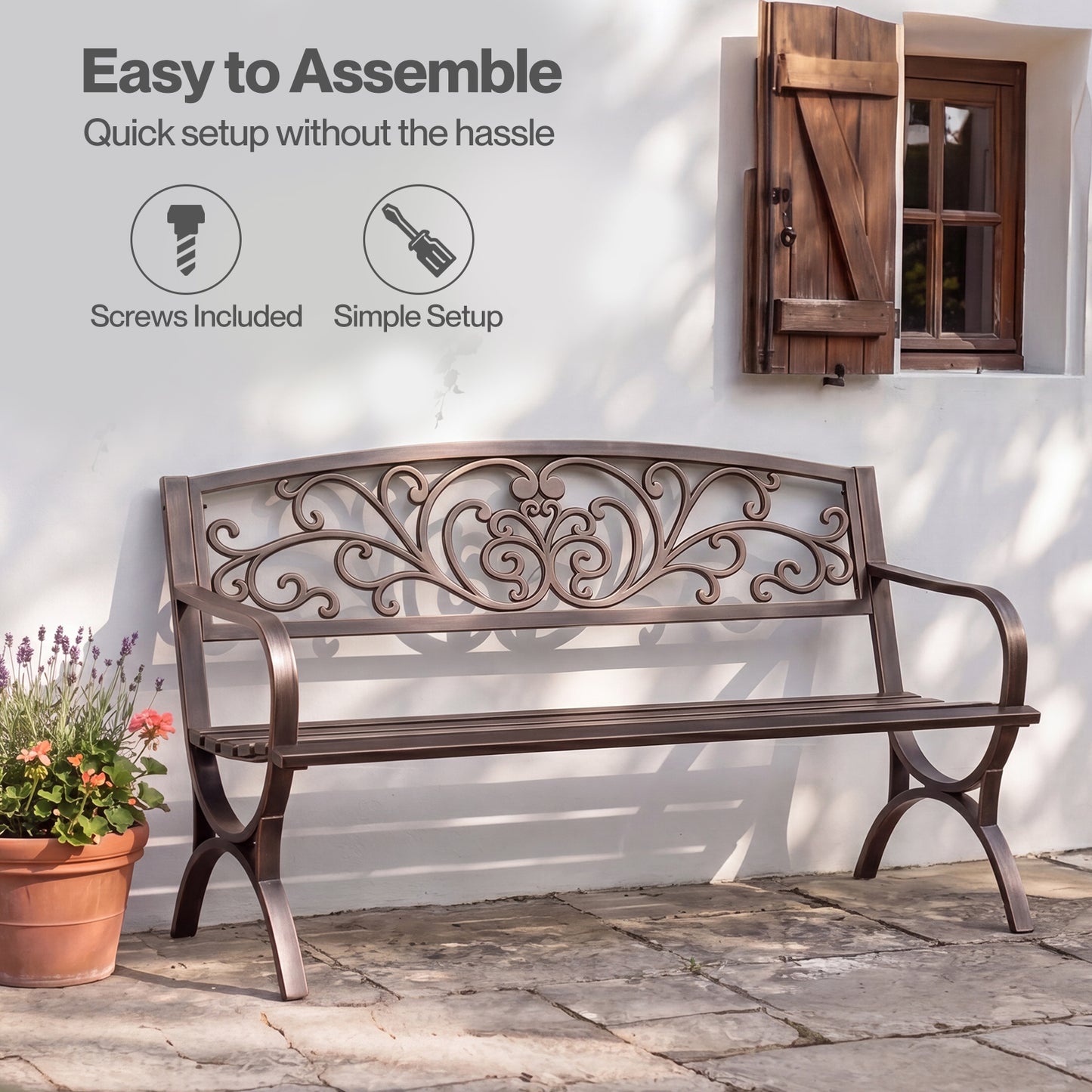 Levede Garden Bench Butterfly Cast Iron Outdoor Bench 300kg Metal Bronze
