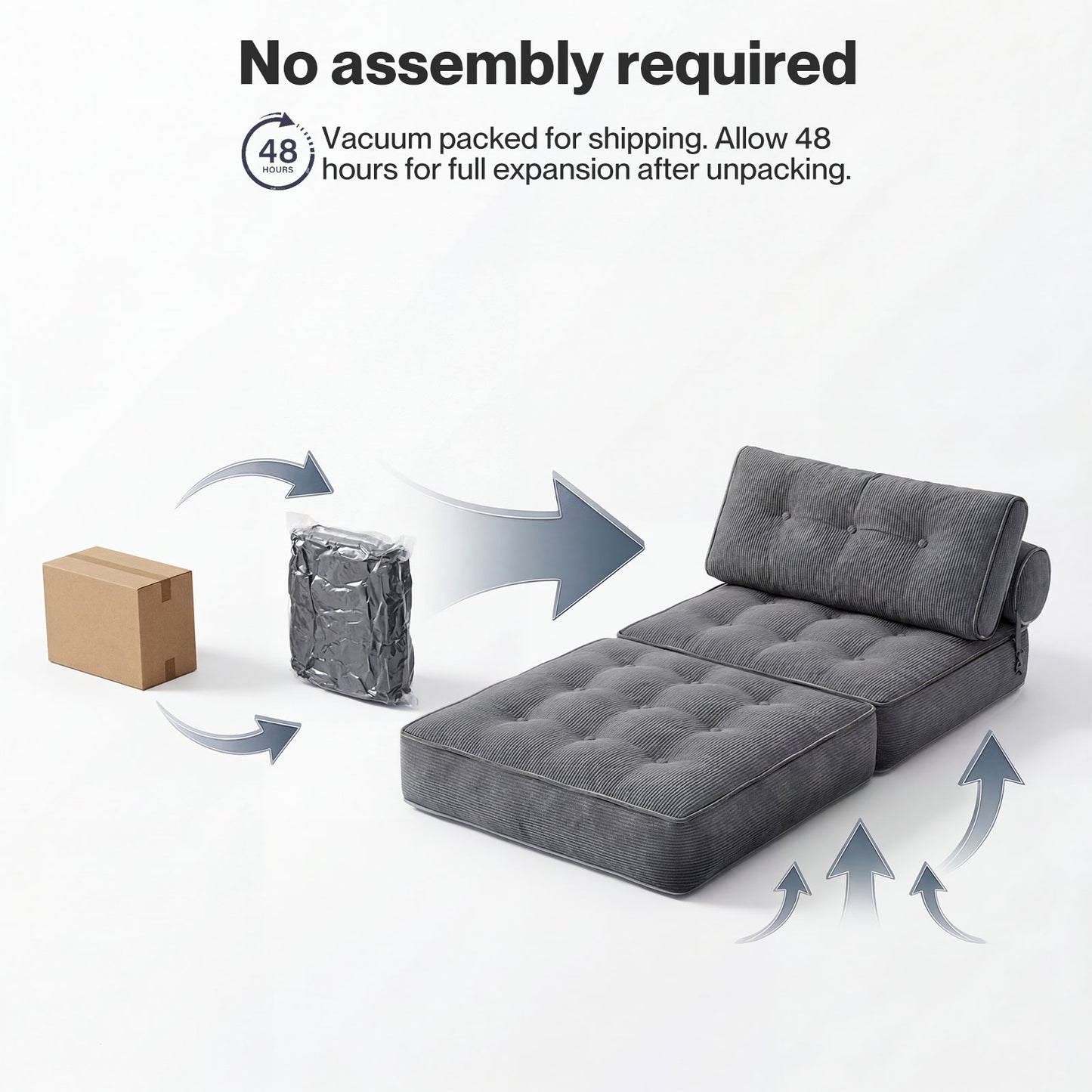 Levede Convertible Sofa Bed 3-IN-1 Portable Boneless Counch Lightweight Foldable