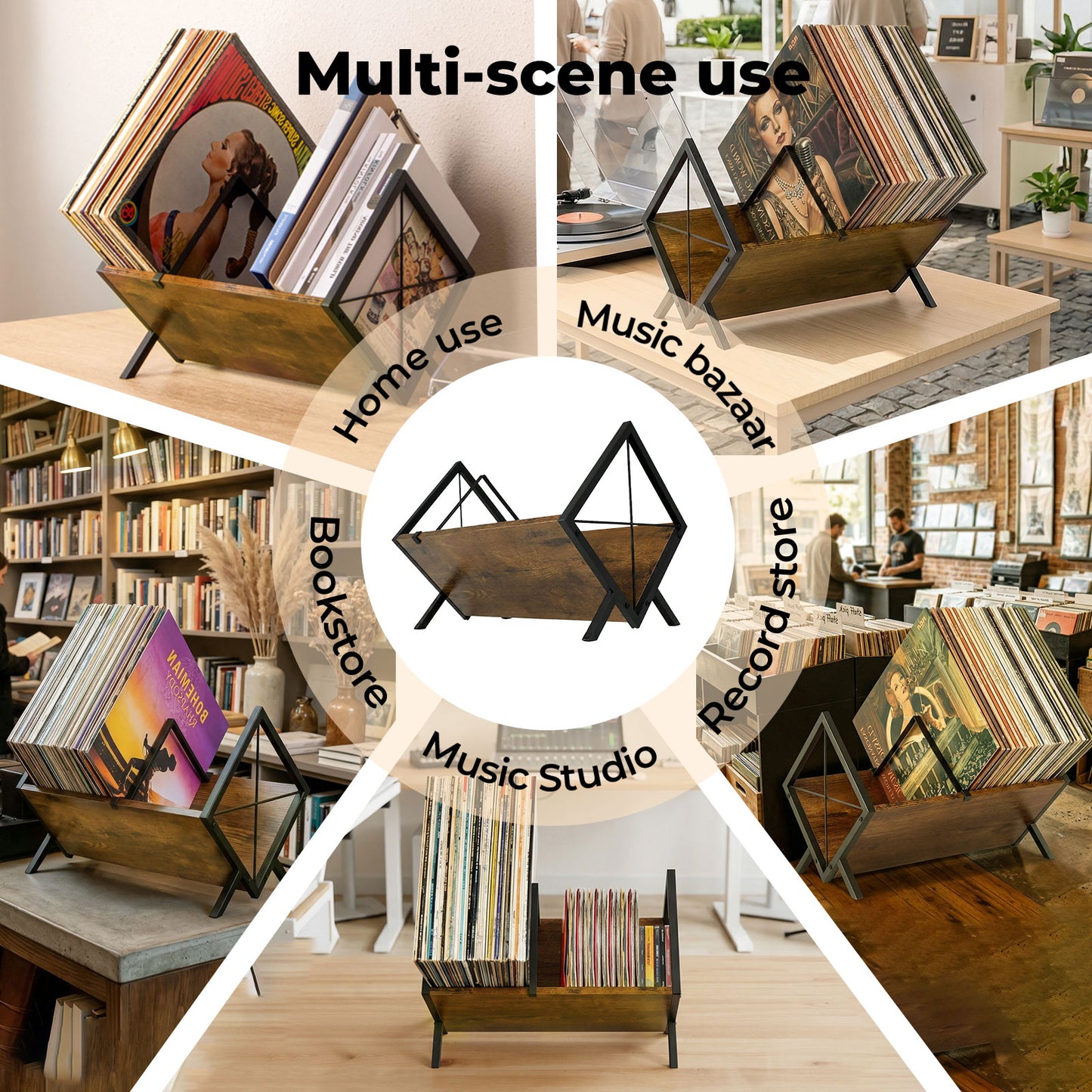 Levede Vinyl Record Storage Rack LP Collection Organiser Album Holder Stand