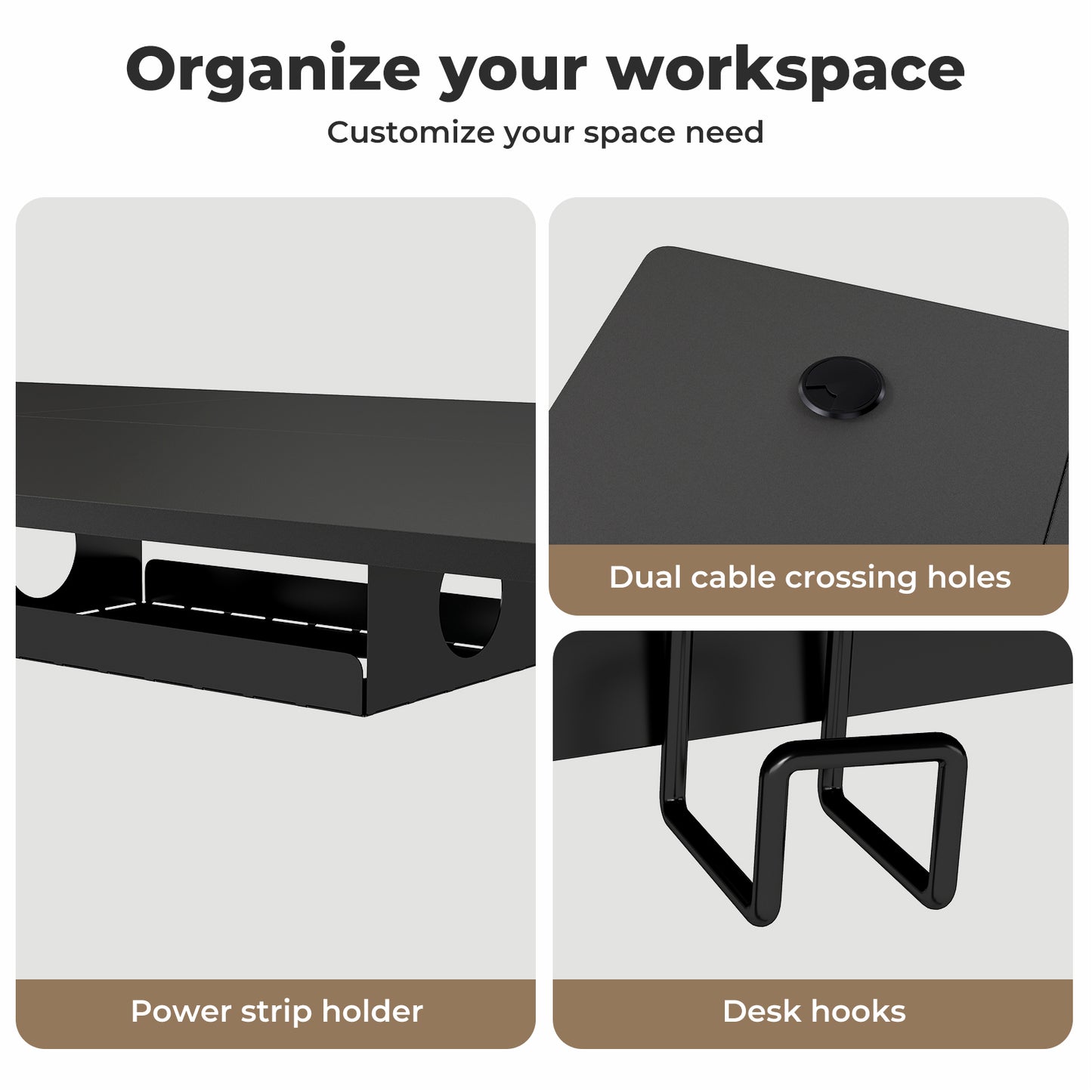 Levede Electric Standing Desk Adjustable Height Workstation Metal Frame Black