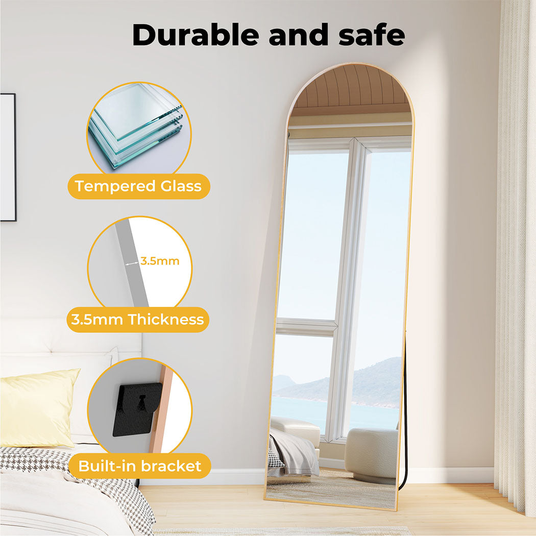 Levede 165cm Full Length Free Standing Floor Mirror Arched Decor Golden Frame