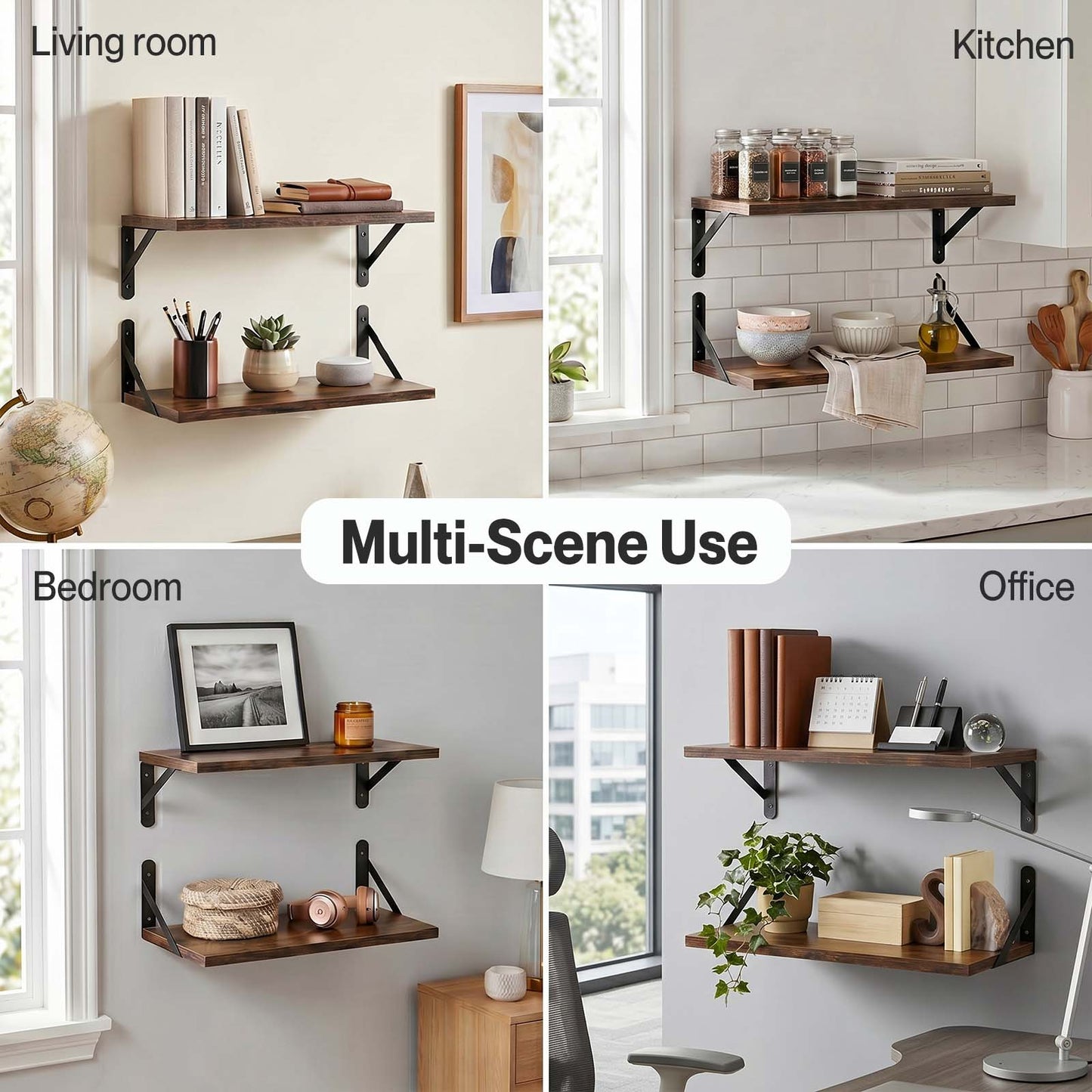 Levede Floating Shelves Wall Mounted Shelf Set of 2 Rustic Storage Shelves 39cm