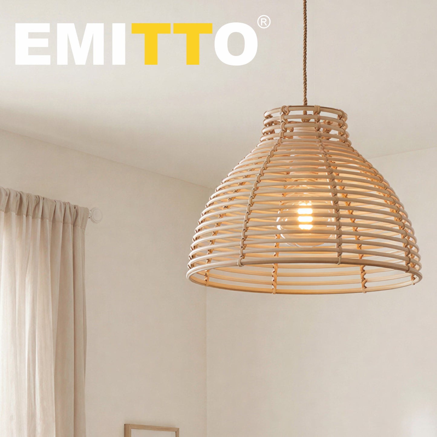 Emitto Ceiling Light Shade Wicker Basket Style Plastic Lampshade Pendant 2PCS